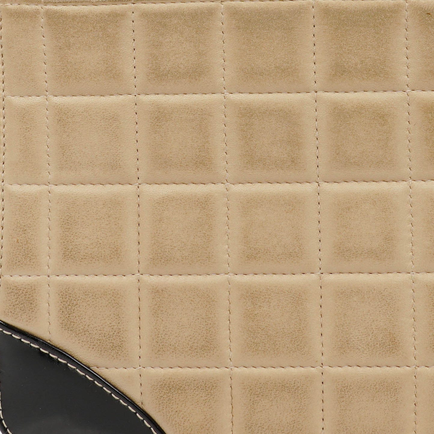 Chanel  Chocolate Bar Square Single Flap Beige Quilted Leather/Patent Leather Chain Shoulder Bag