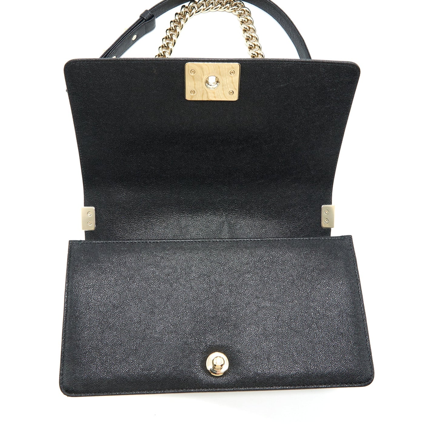 Chanel Medium Boy Chevron Caviar Black L