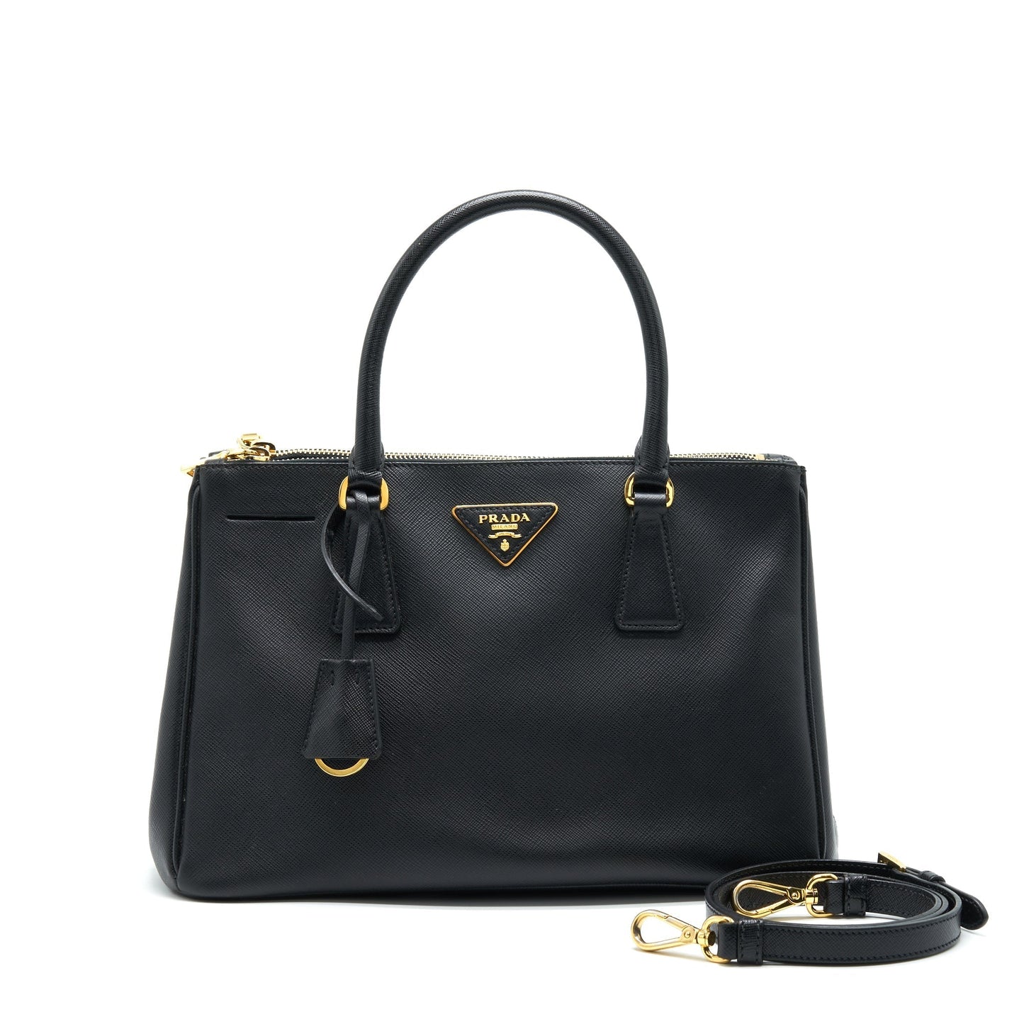 Prada Small Saffiano Leather Tote Purse Black