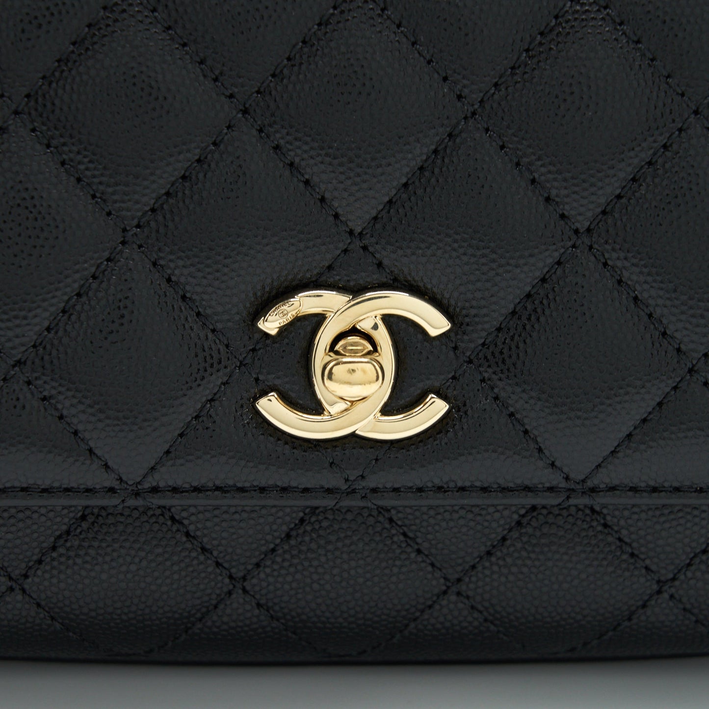 Chanel Mini Coco Handle Flap Bag Caviar Black With Burgundy Handle L