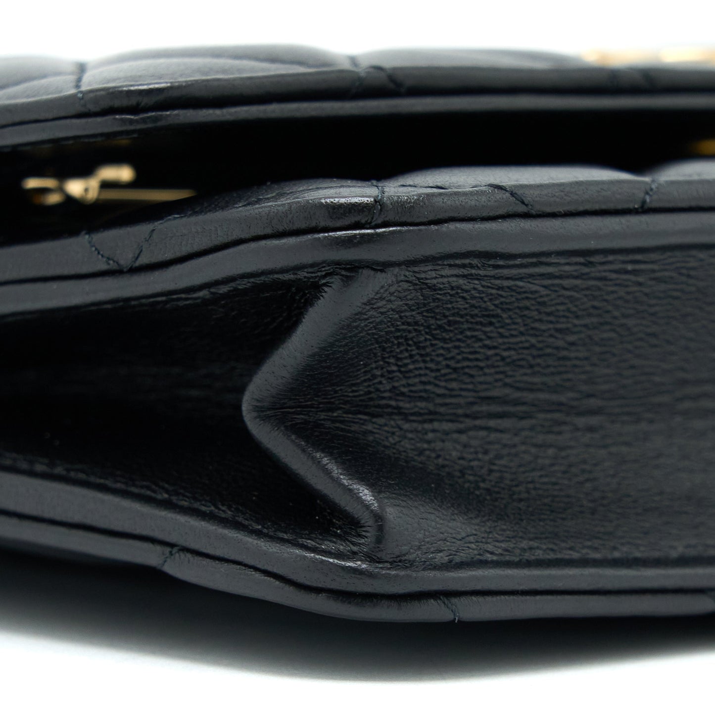 Chanel Detailed Top Handle Wallet on Chain Lambskin Black  (Microchip)