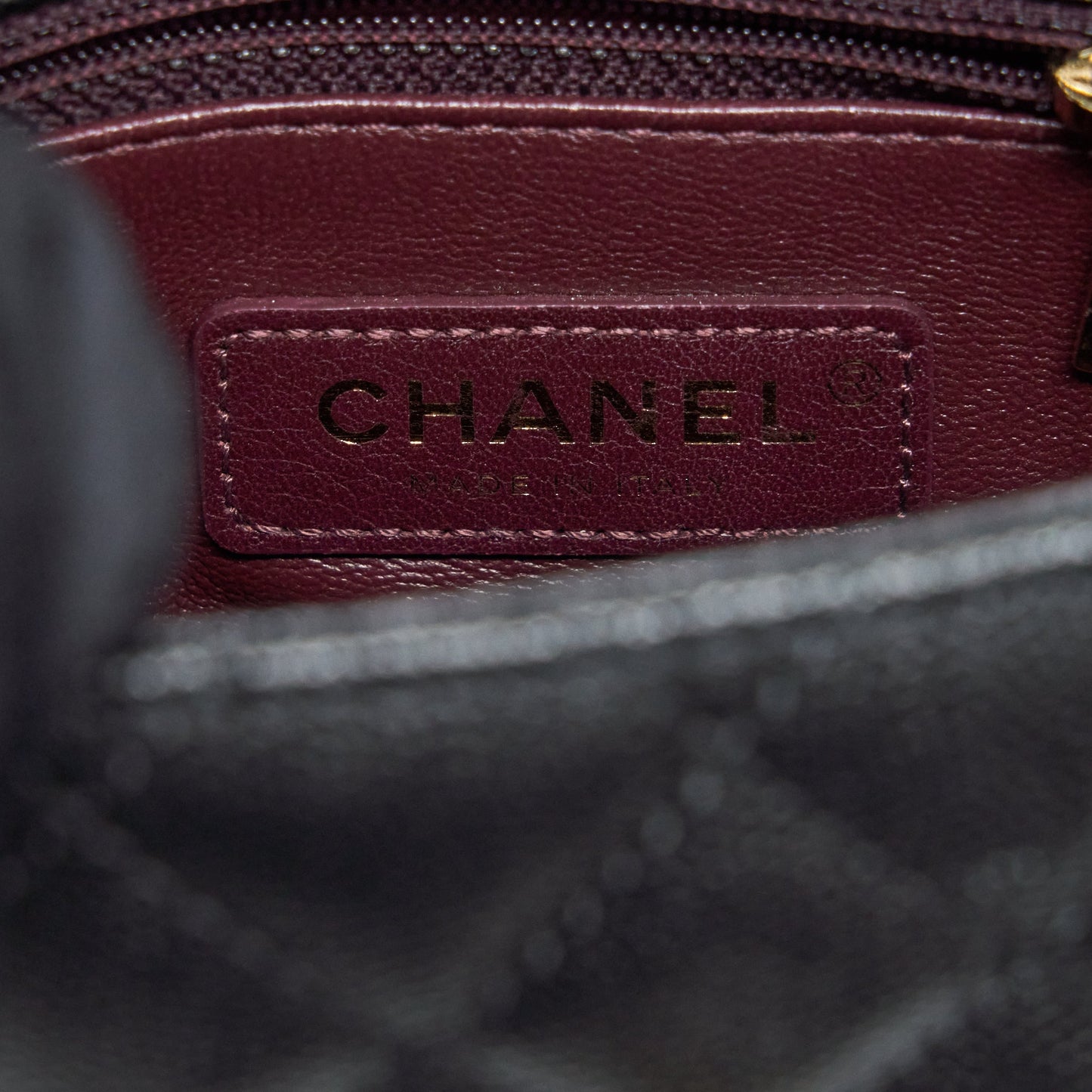 Chanel Mini Coco Handle Flap Bag Caviar Black With Burgundy Handle L