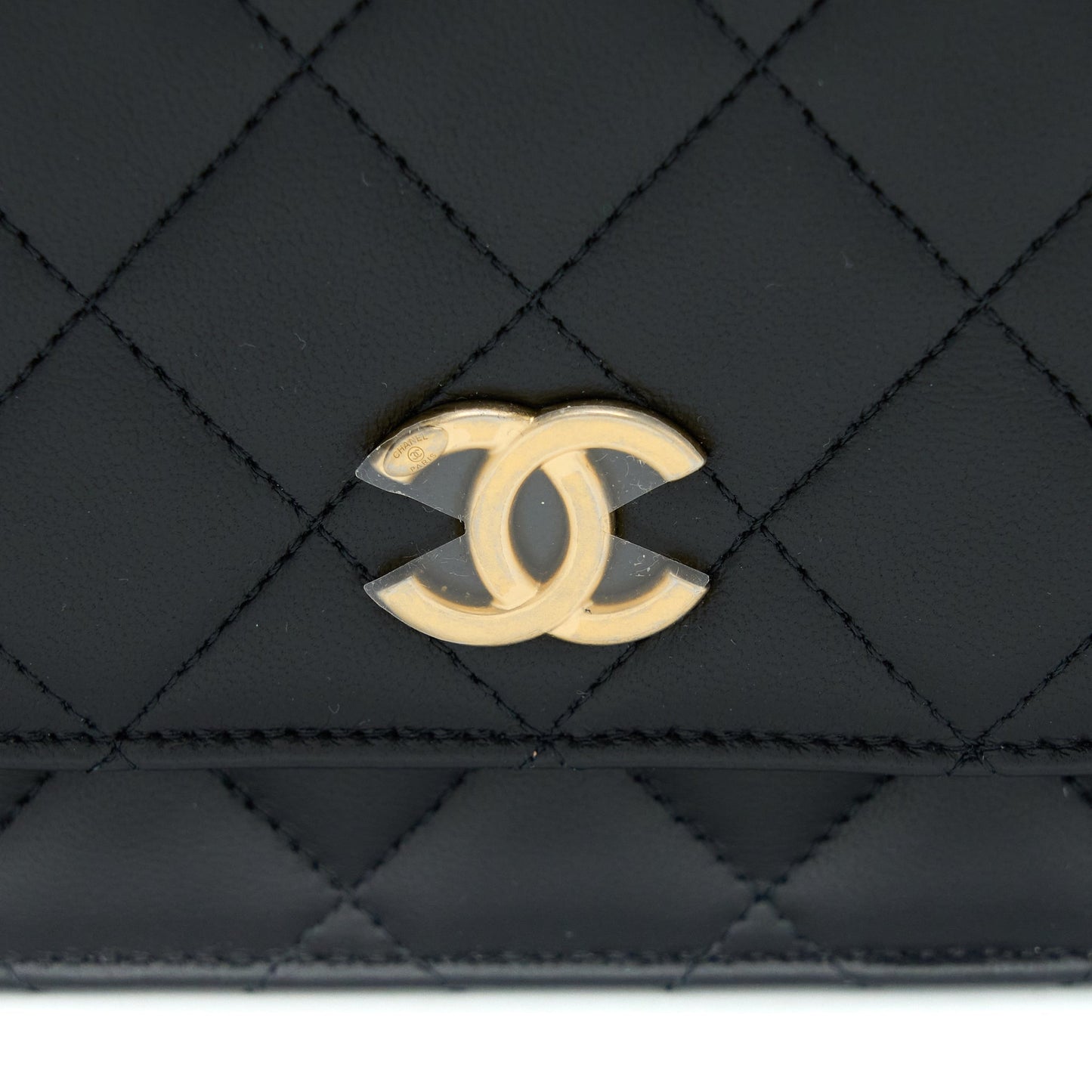 Chanel Detailed Top Handle Wallet on Chain Lambskin Black  (Microchip)