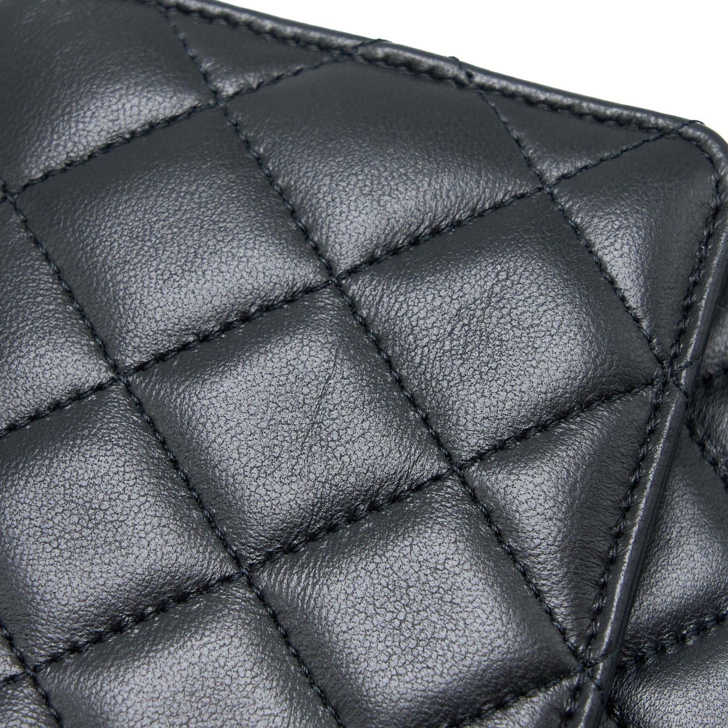 Chanel Detailed Top Handle Wallet on Chain Lambskin Black  (Microchip)