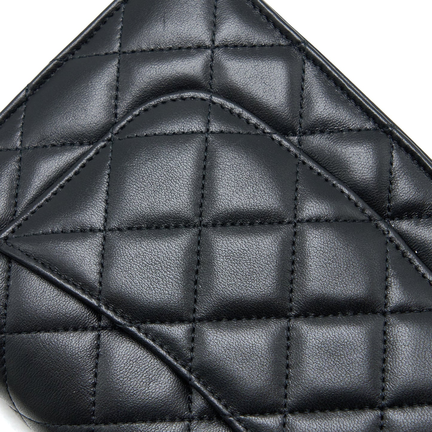 Chanel Detailed Top Handle Wallet on Chain Lambskin Black  (Microchip)