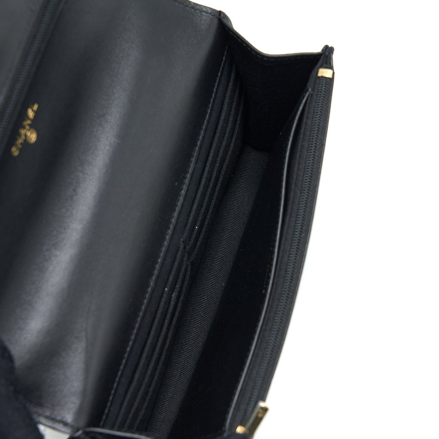 Chanel Detailed Top Handle Wallet on Chain Lambskin Black  (Microchip)