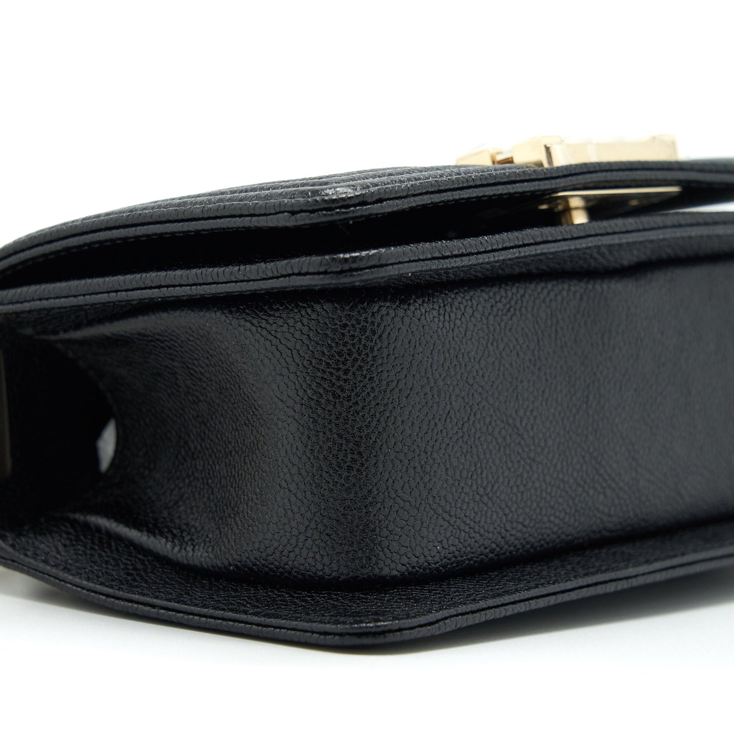 Chanel Mini Chevron Boy Bag Grained Calfskin Black L