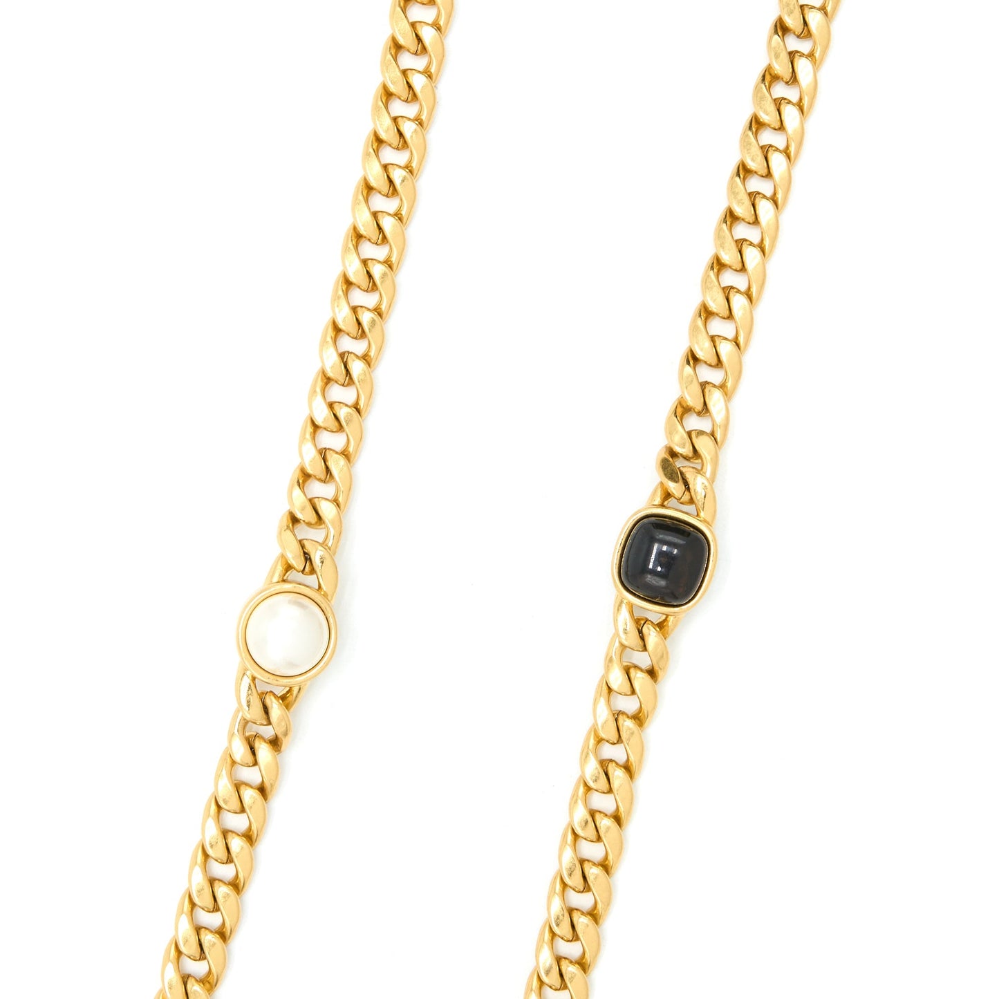 Chanel Long Vanity Detailed Gem Chain Lambskin Black  (Microchip)