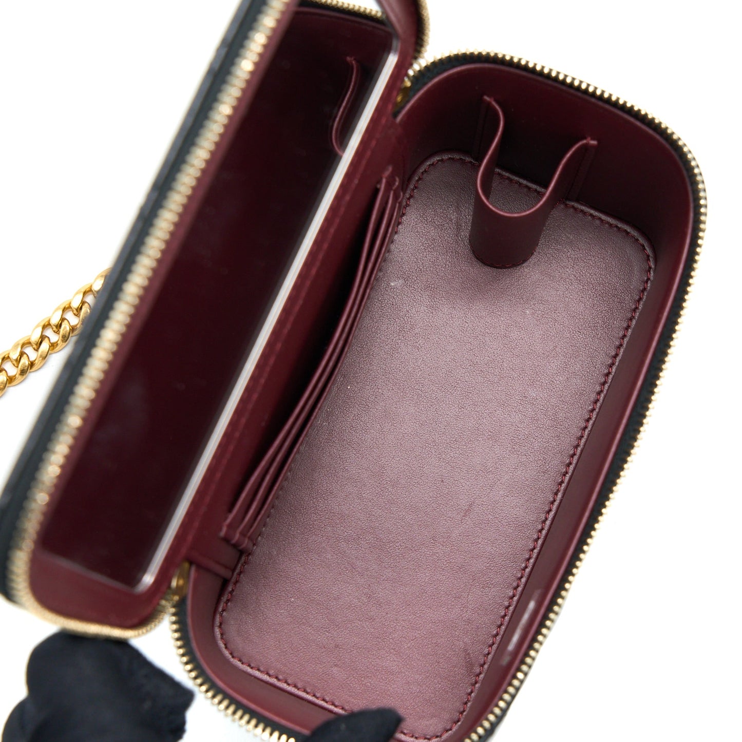 Chanel Long Vanity Detailed Gem Chain Lambskin Black  (Microchip)