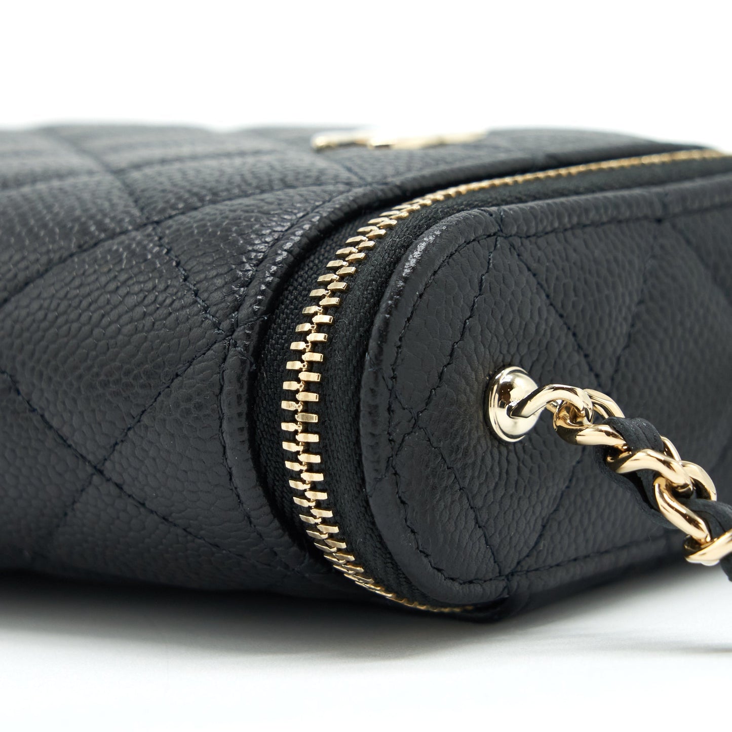Chanel 22P Vertical Mini Vanity With CC Logo Chain Caviar Black L