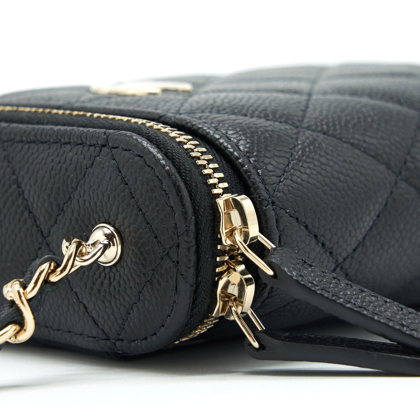 Chanel 22P Vertical Mini Vanity With CC Logo Chain Caviar Black L
