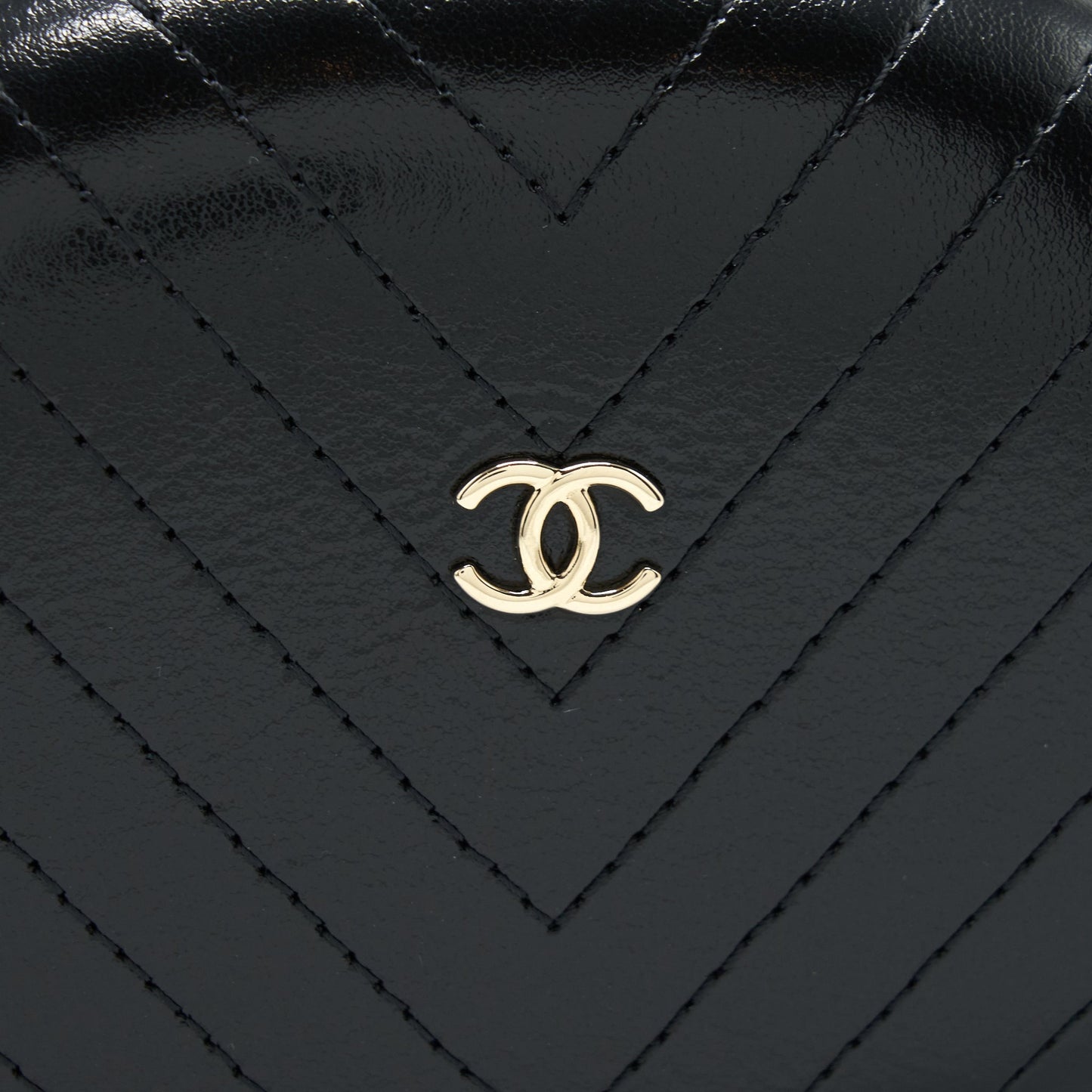 Chanel La Pausa Evening Bag Chevron Calfskin Black L