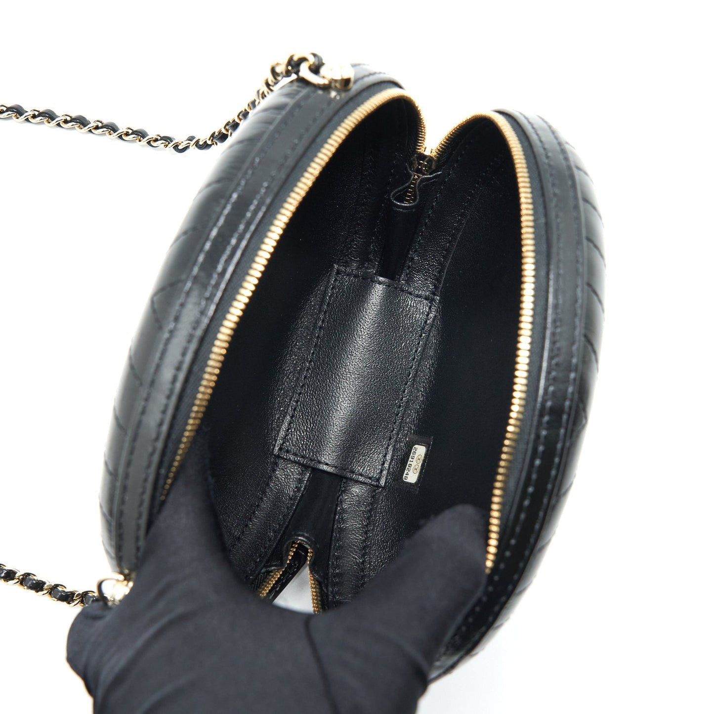 Chanel La Pausa Evening Bag Chevron Calfskin Black L