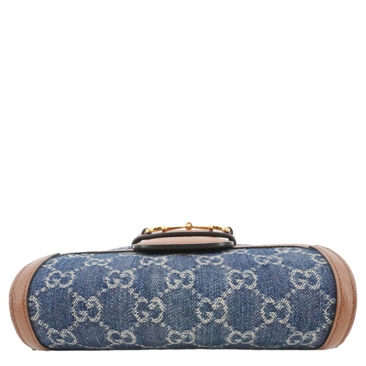 GUCCI Horsebit 1955 Flap Mini Denim Shoulder Bag Blue 658574