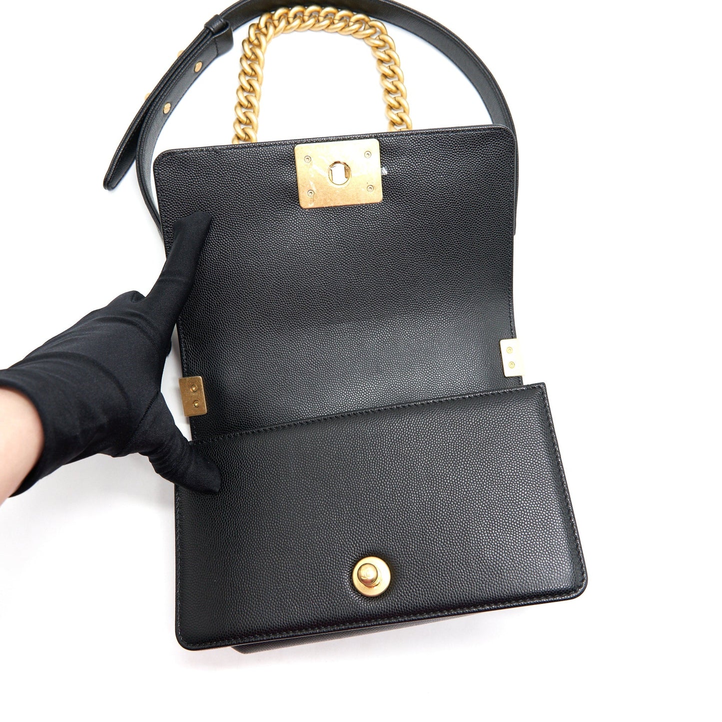 Chanel Small Boy Bag Caviar Black brushed  Year 2021 (microchip serial?