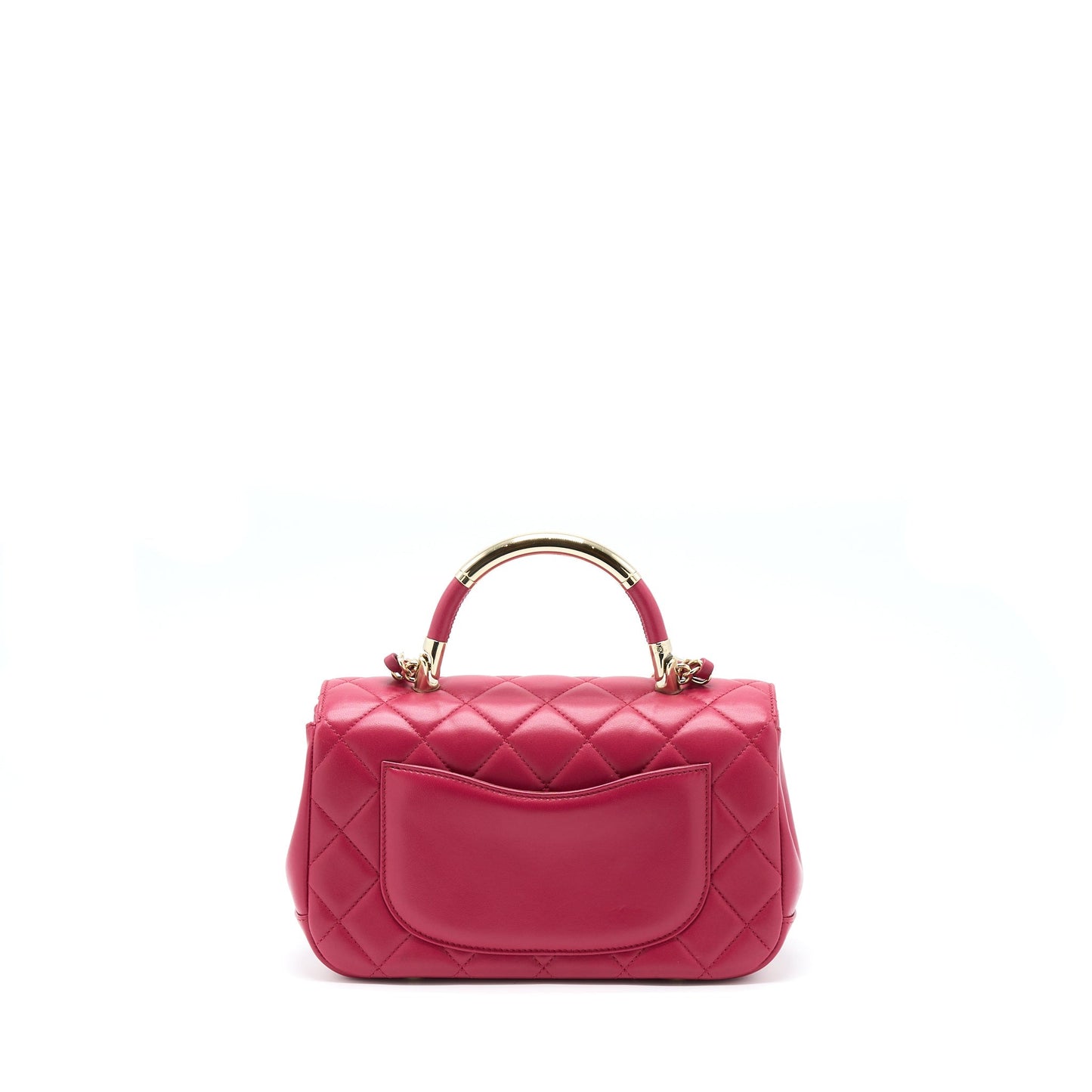 Chanel Top Handle Flap Bag Crossbody Lambskin Pink
