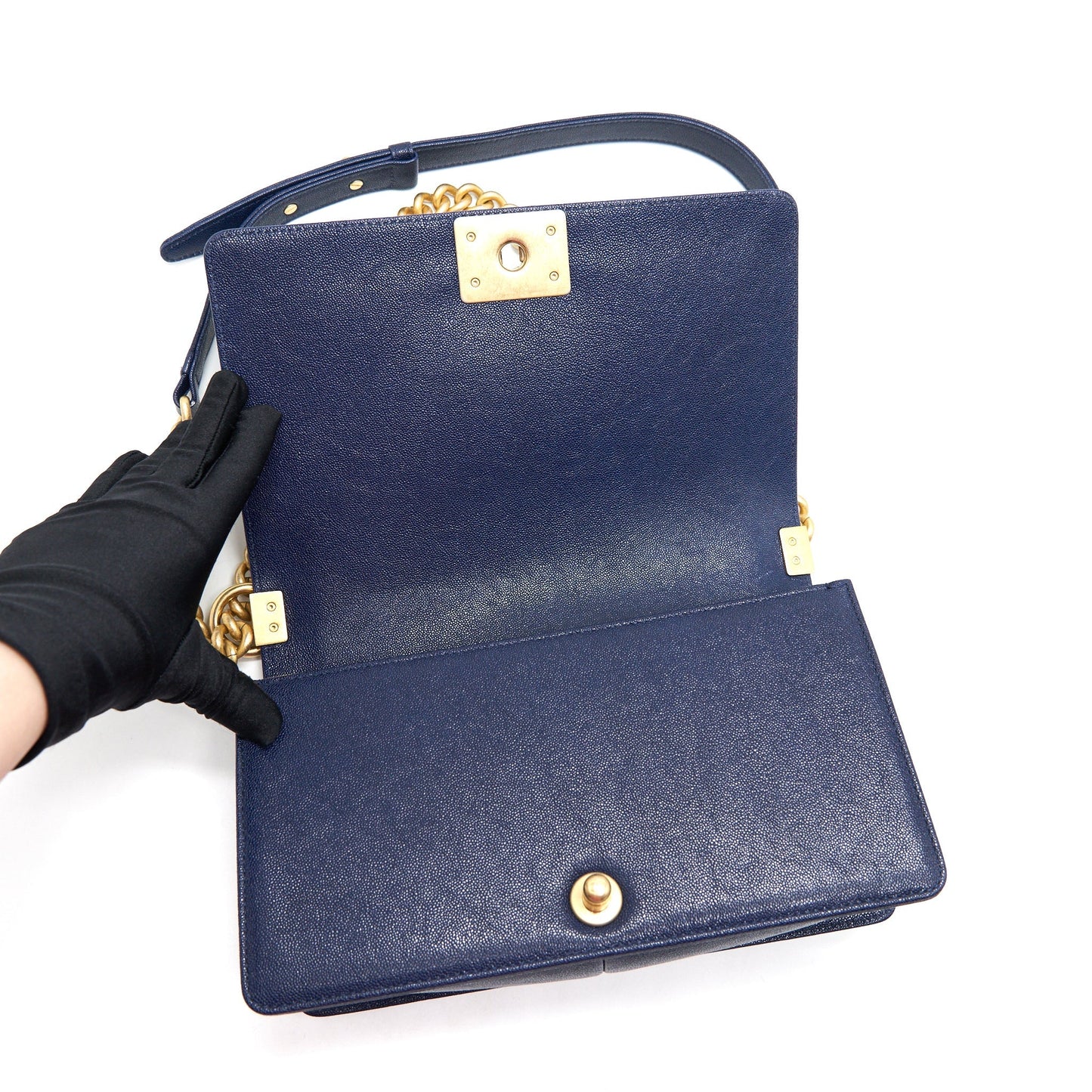 Chanel Boy Chanel Old Medium Caviar Navy with
