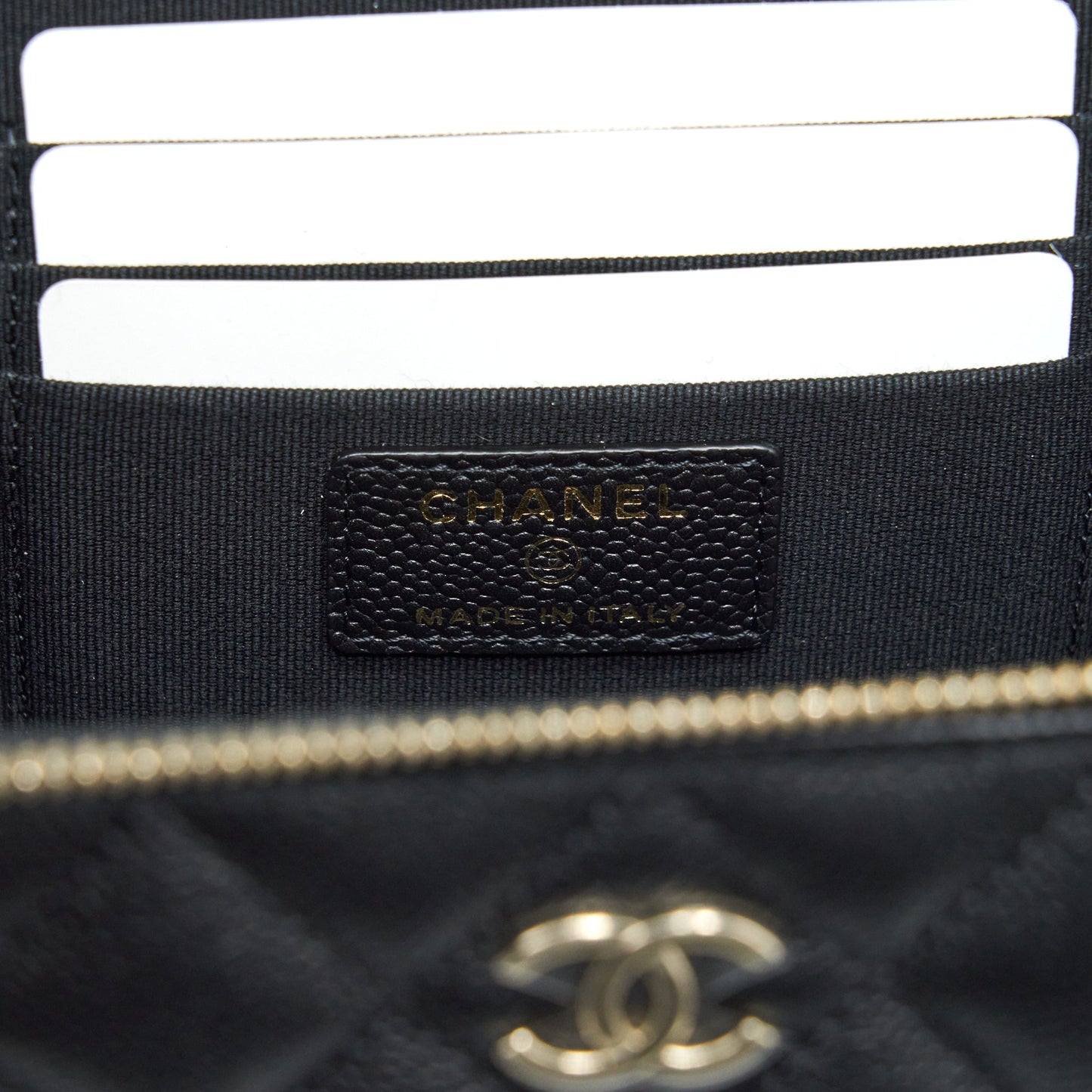 Chanel 22P Long Vanity With CC Logo Chain Caviar Black L