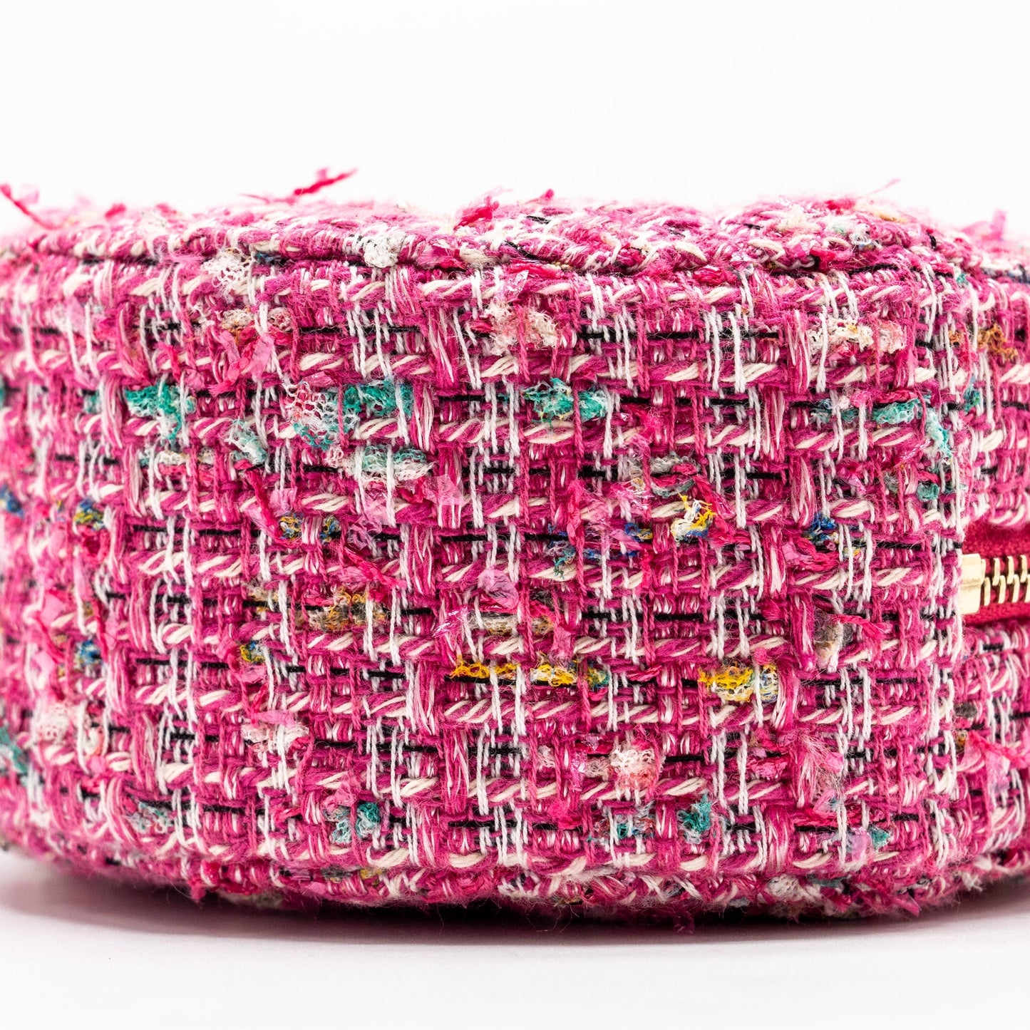 Chanel Round Clutch with Chain Tweed Pink/Multicolour L