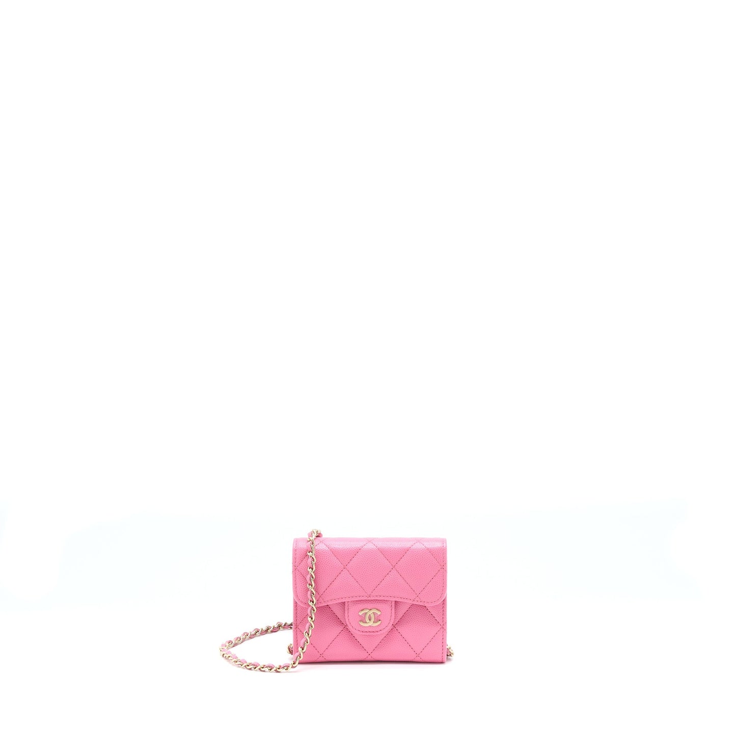 Chanel Mini Flap Card Holder Caviar Pink L