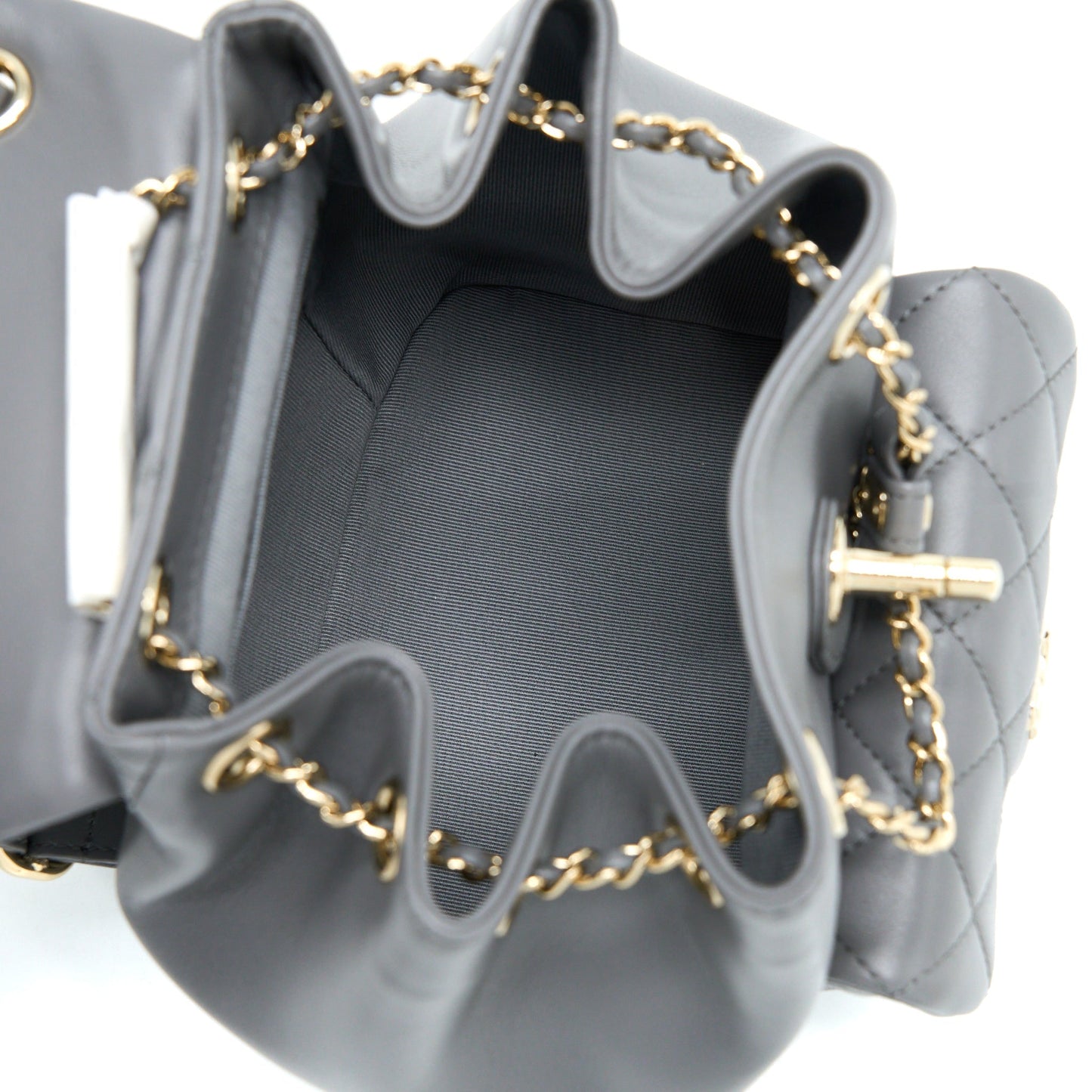 Chanel 22A Mimi Duma Backpack Lambskin Dark Grey L (Microchip)
