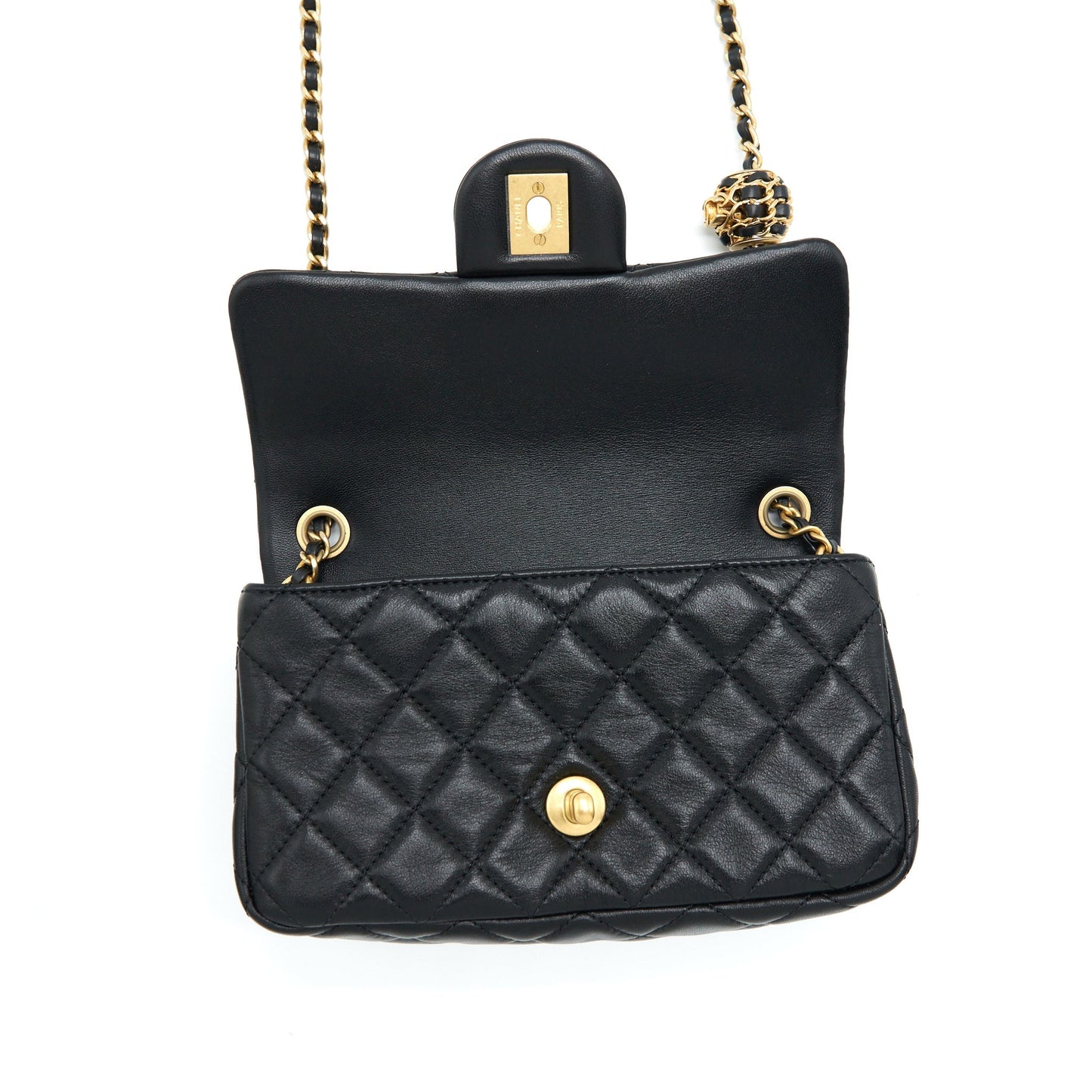 Chanel 22S Pearl Crush Mini Rectangular Flap Bag Lambskin Black