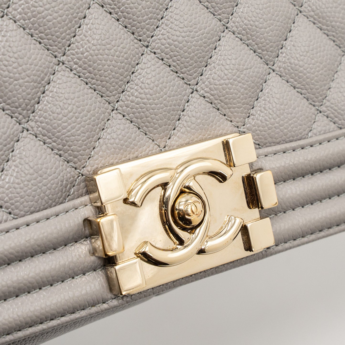 Chanel Medium Boy Bag Caviar Light Grey L