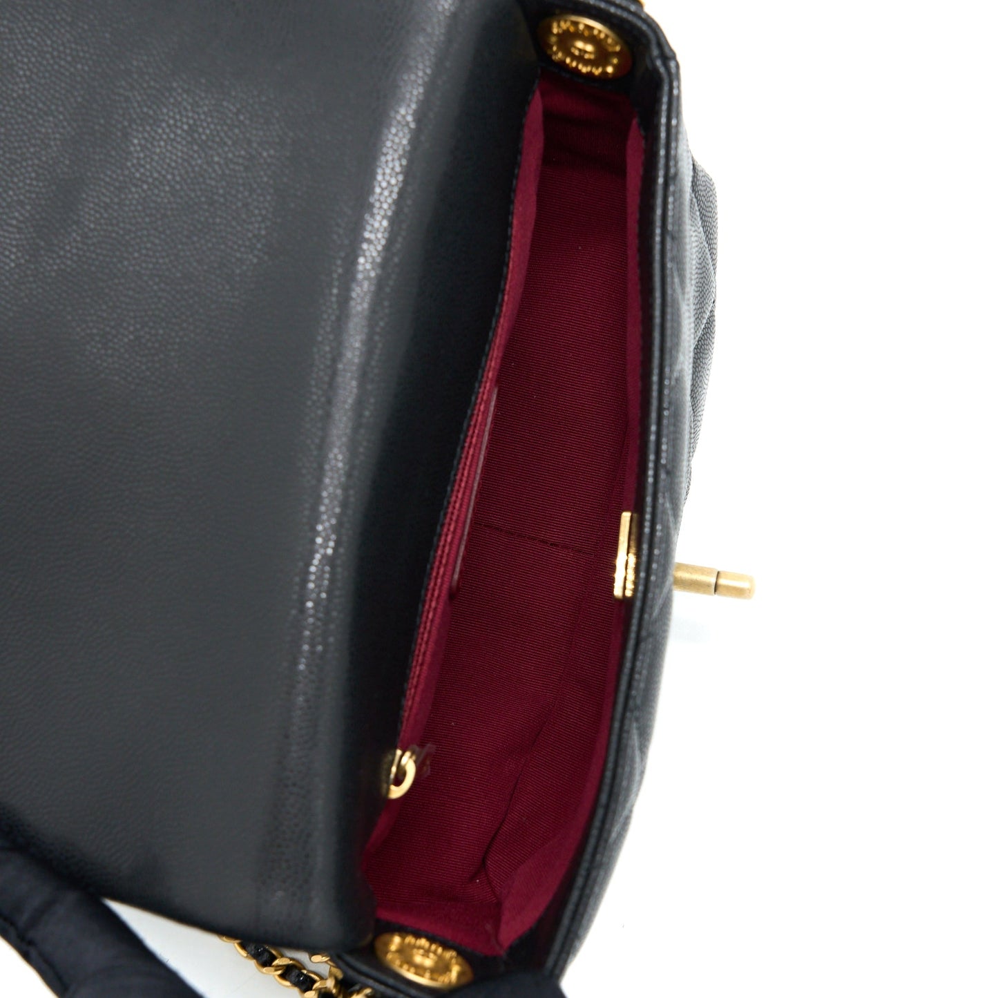 Chanel 22A Small Flap Bag Grained Shiny Calfskin Black Brushed (Microchip)