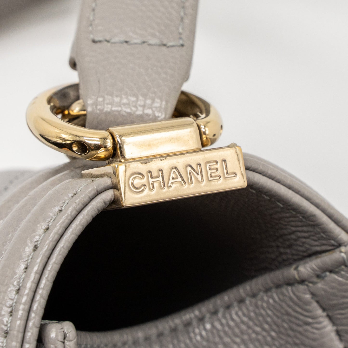 Chanel Medium Boy Bag Caviar Light Grey L