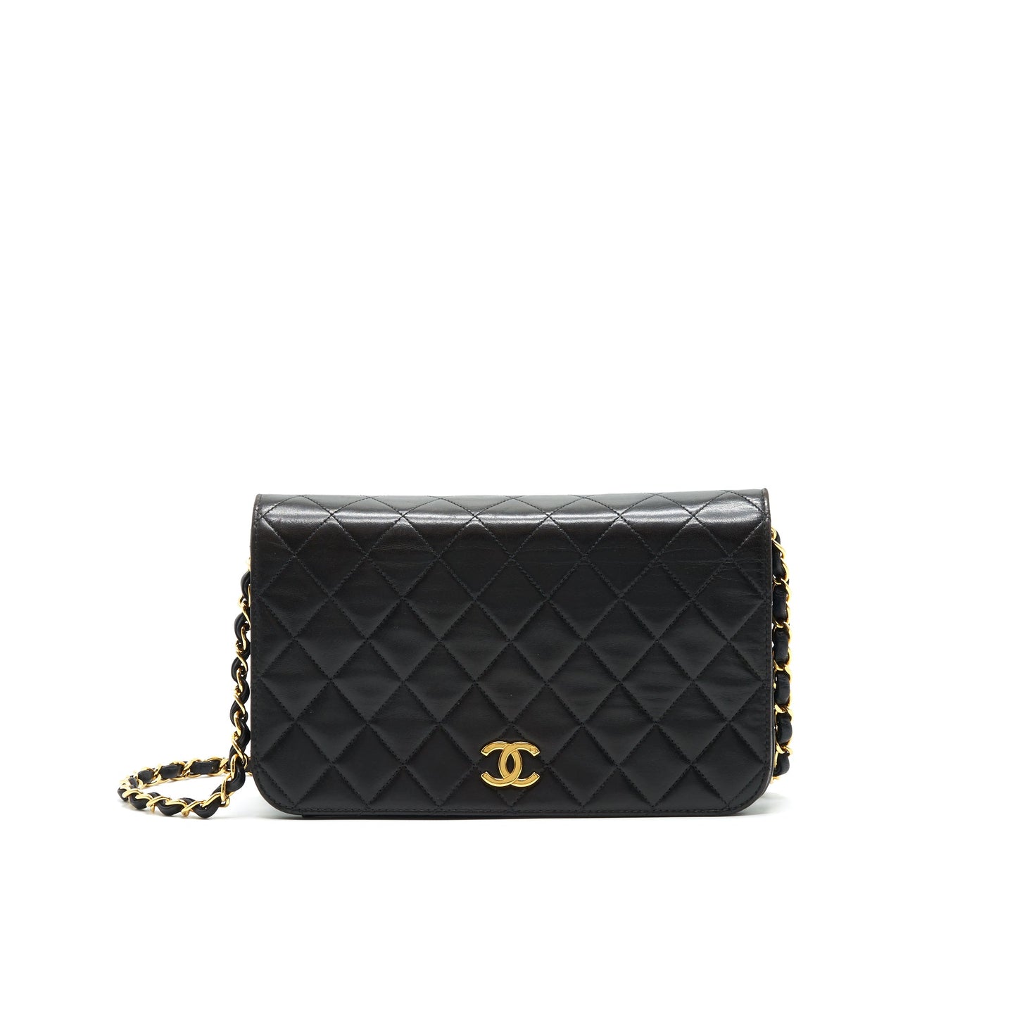 Chanel  Lambskin Flap Bag with Chain Black 24K