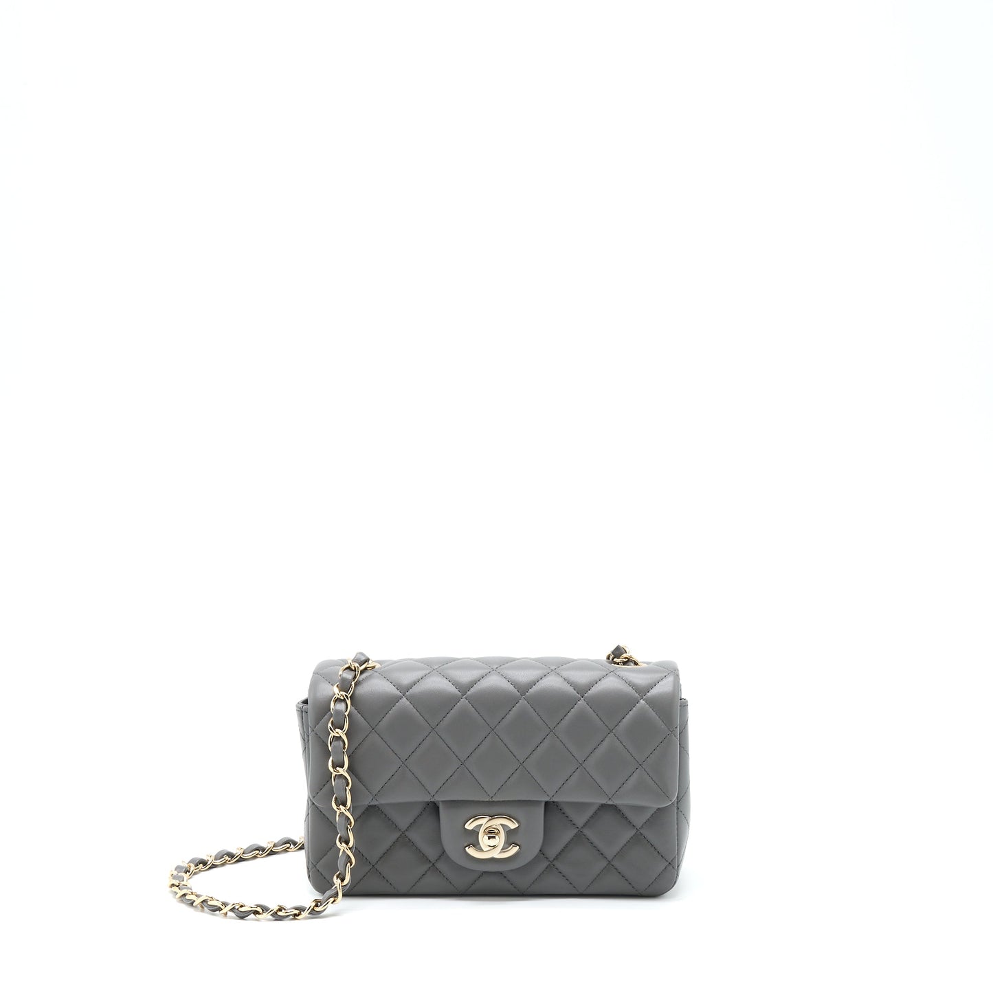 Chanel 22A Mini Rectangular Flap Bag Lambskin Grey L