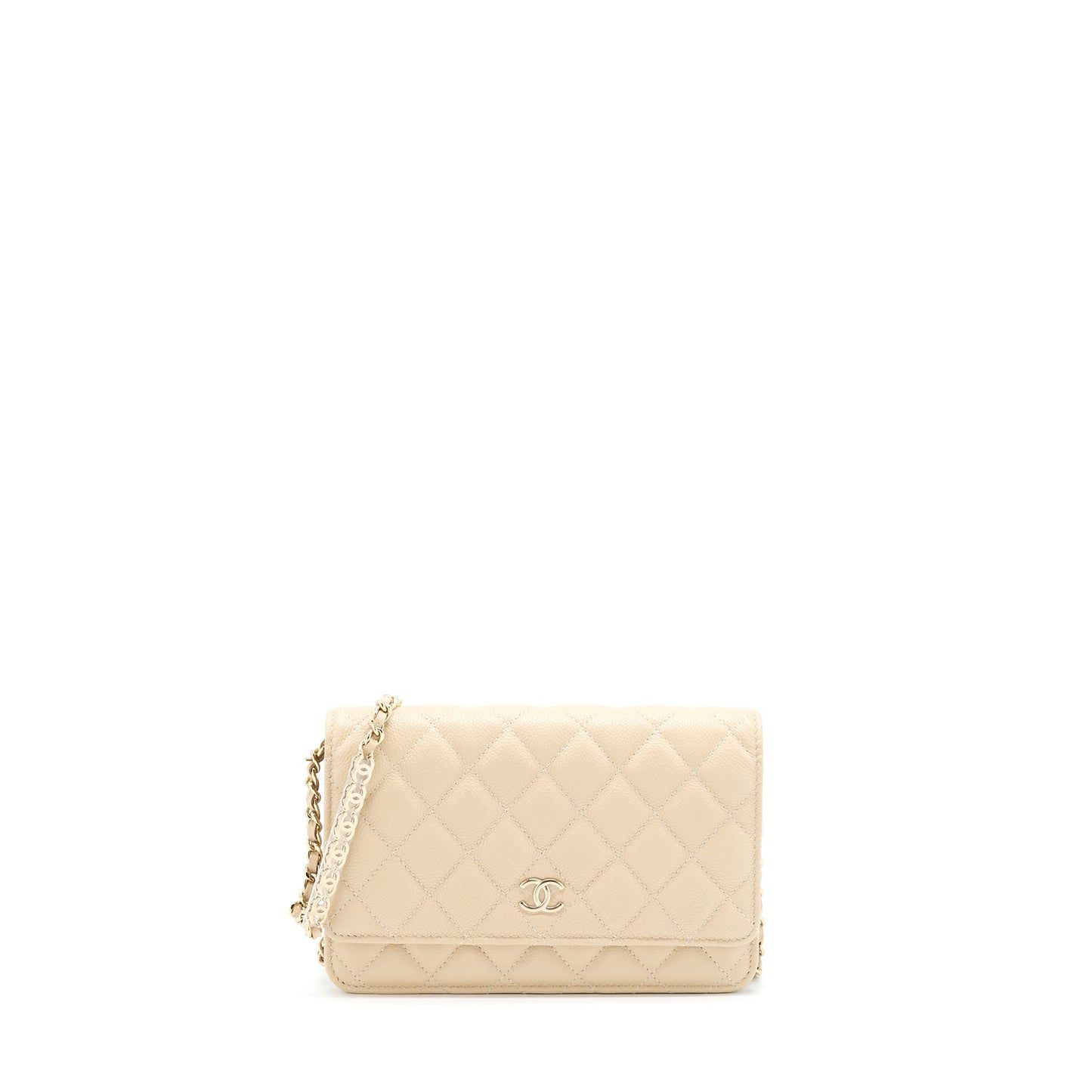 Chanel Wallet On Chain With Detailed Chain Caviar Beige L (Microchip)