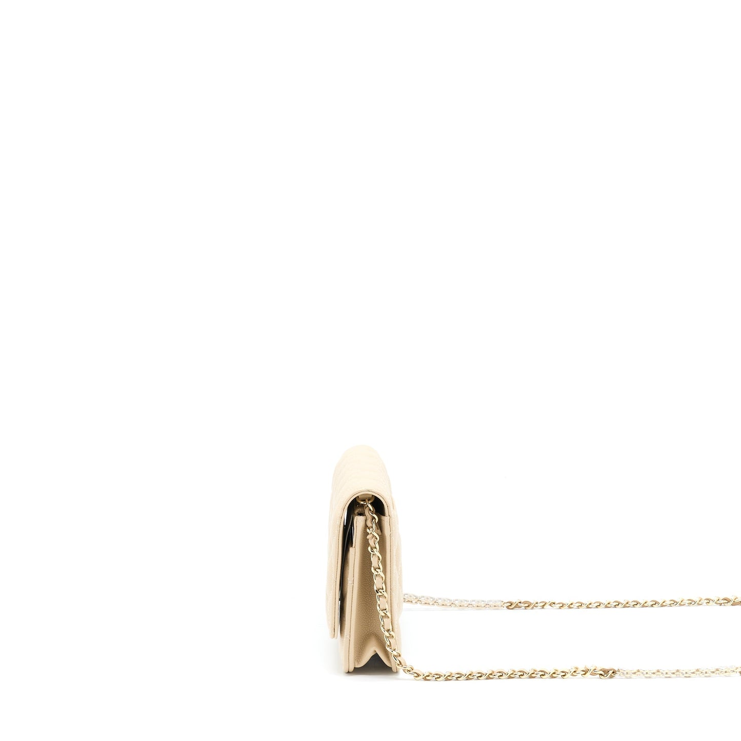 Chanel Wallet On Chain With Detailed Chain Caviar Beige L (Microchip)