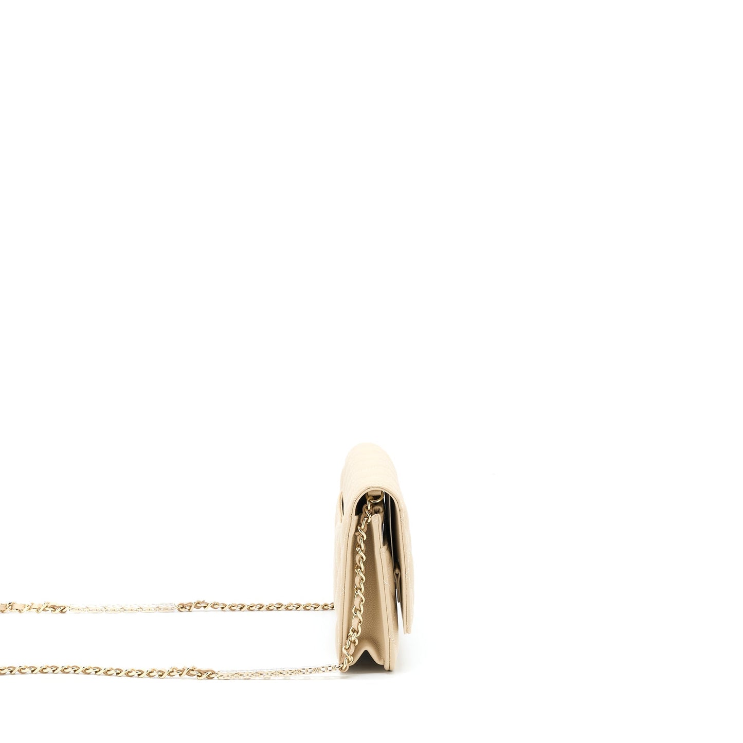 Chanel Wallet On Chain With Detailed Chain Caviar Beige L (Microchip)