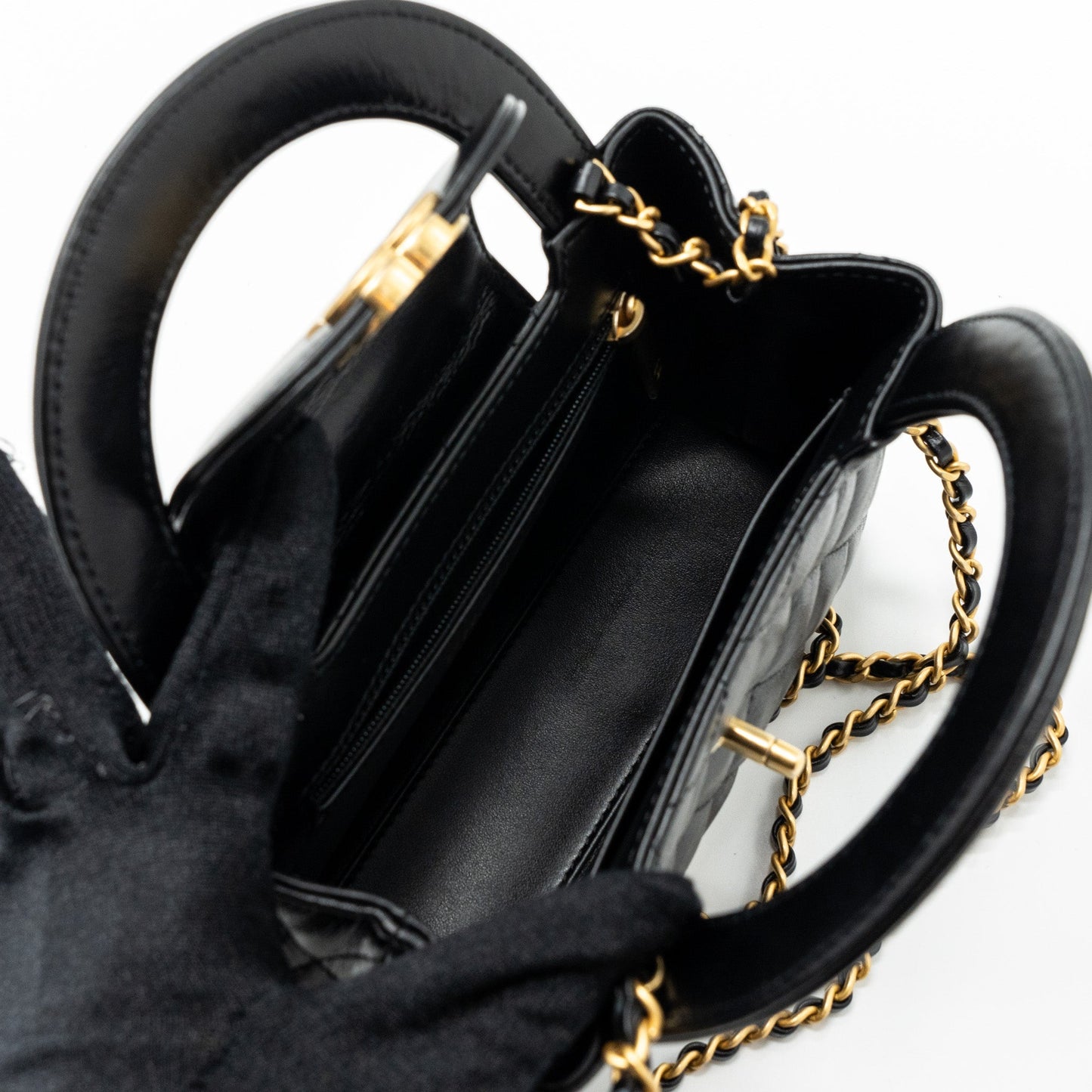 Chanel 23k Mini Shopping Bag Calfskin Black Brushed (Microchip)