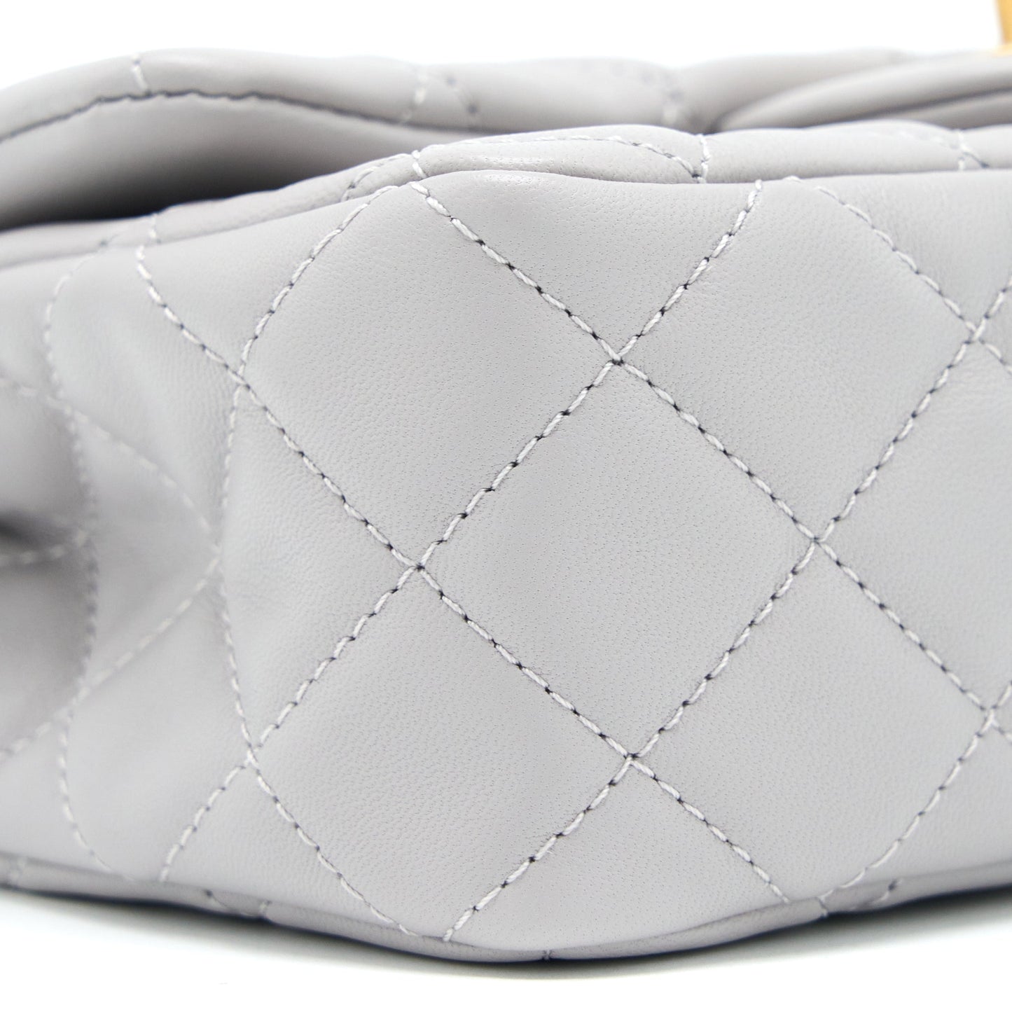 Chanel Pearl Crush Mini Rectangular Lambskin Grey Brushed (Microchip)
