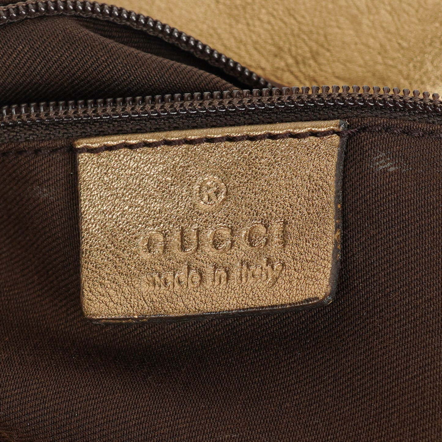 Gucci GG Canvas Satin Brown Abbey D-Ring Tote Bag