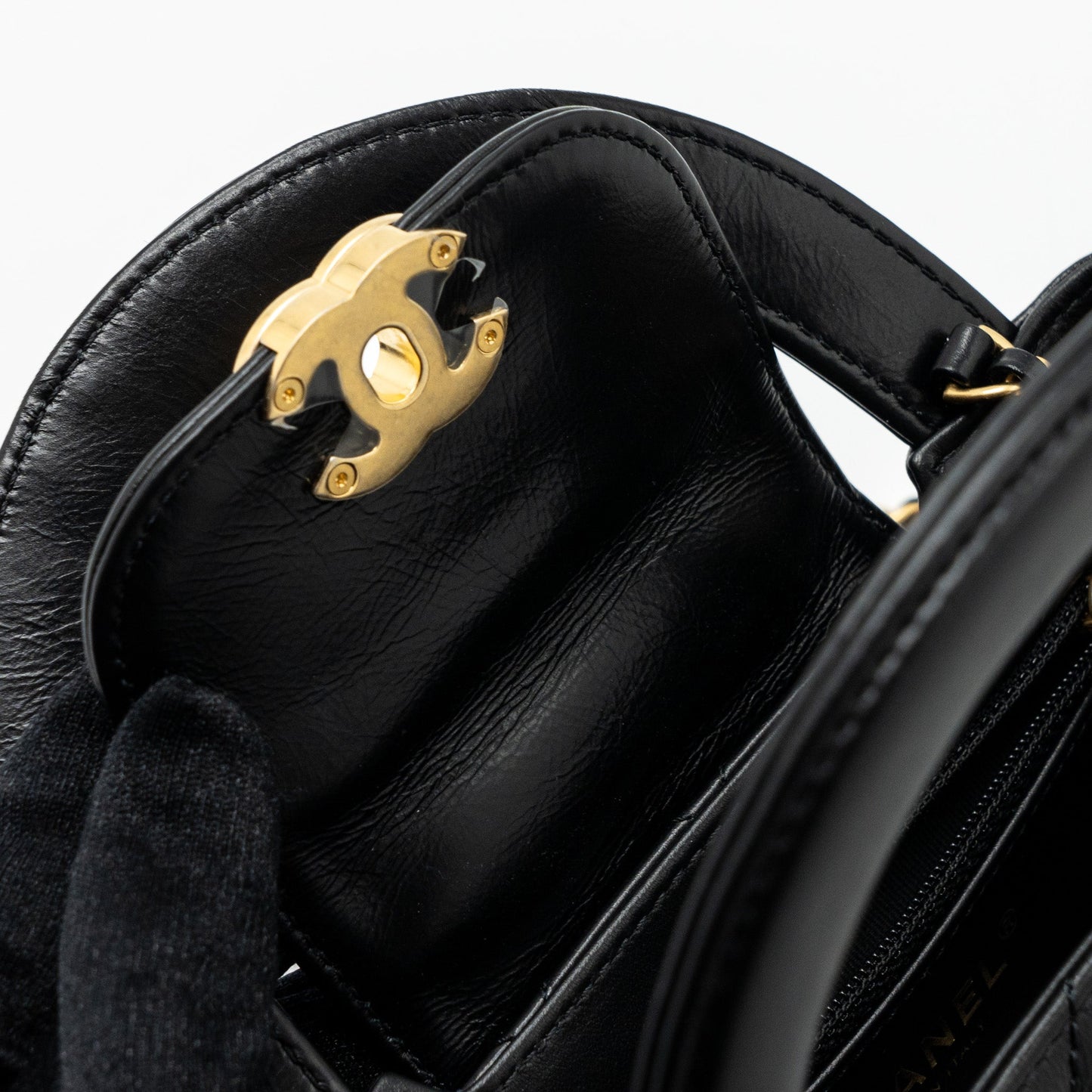 Chanel 23k Mini Shopping Bag Calfskin Black Brushed (Microchip)