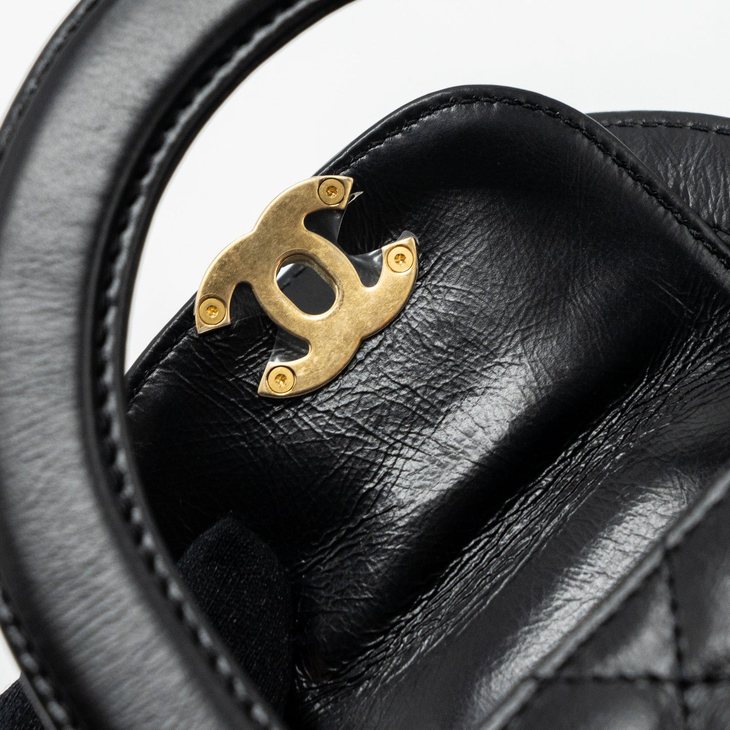 Chanel 23k Mini Shopping Bag Calfskin Black Brushed (Microchip)