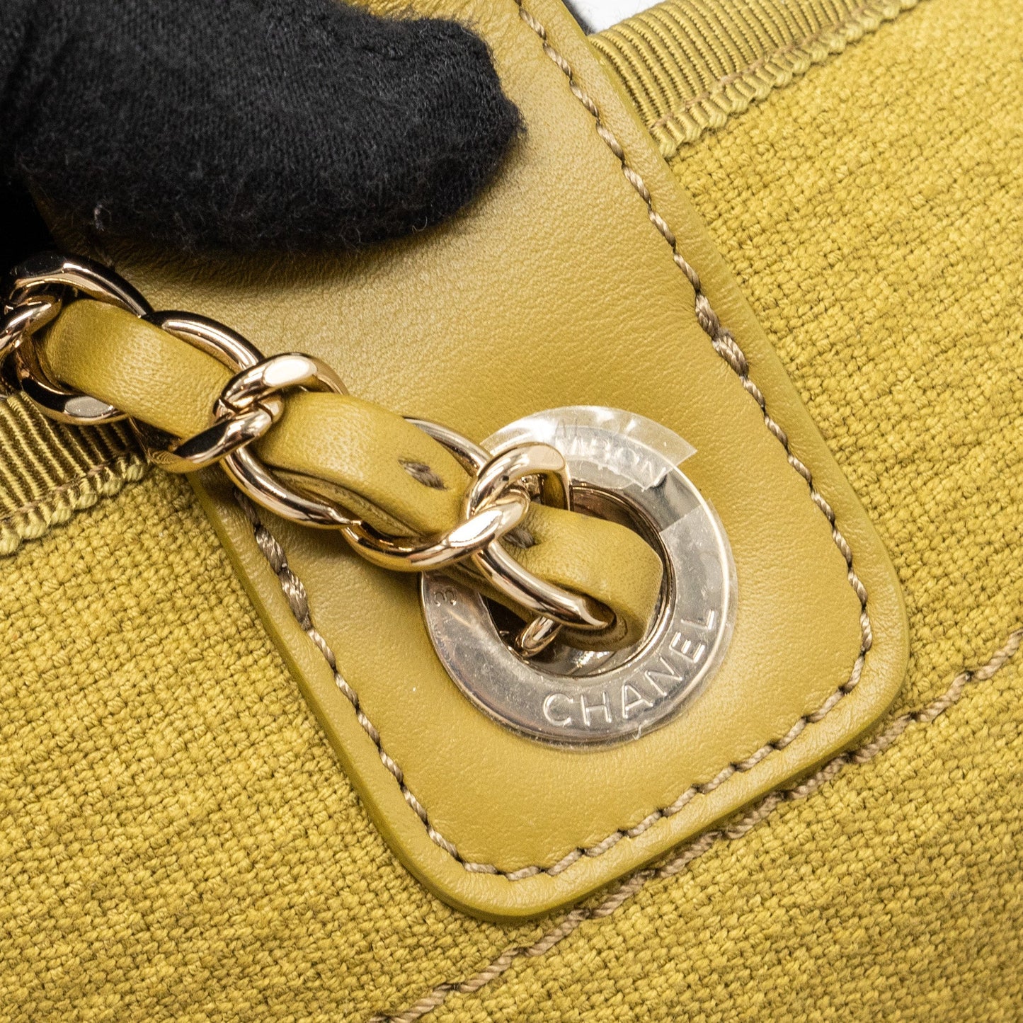 Chanel Deauville Tote Bag Canvas Olive Green L (microchip)