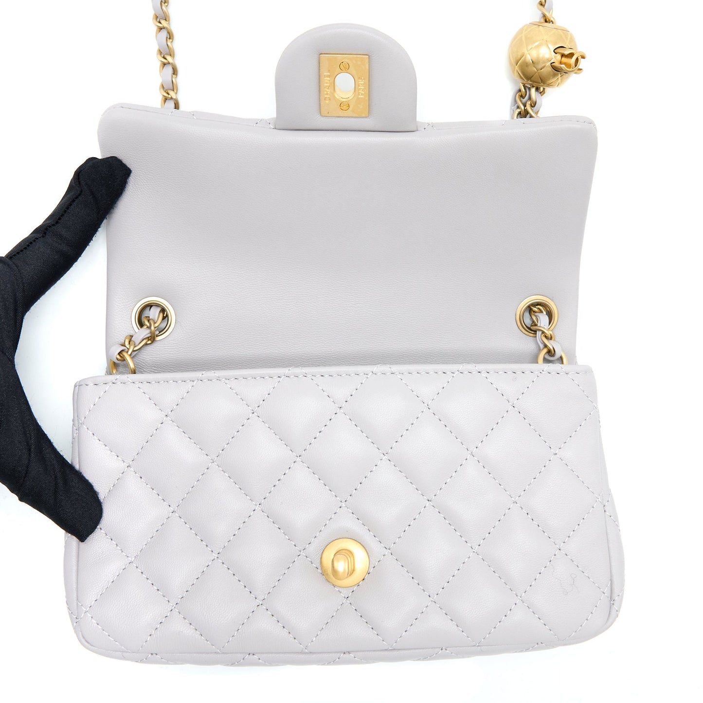 Chanel Pearl Crush Mini Rectangular Lambskin Grey Brushed (Microchip)