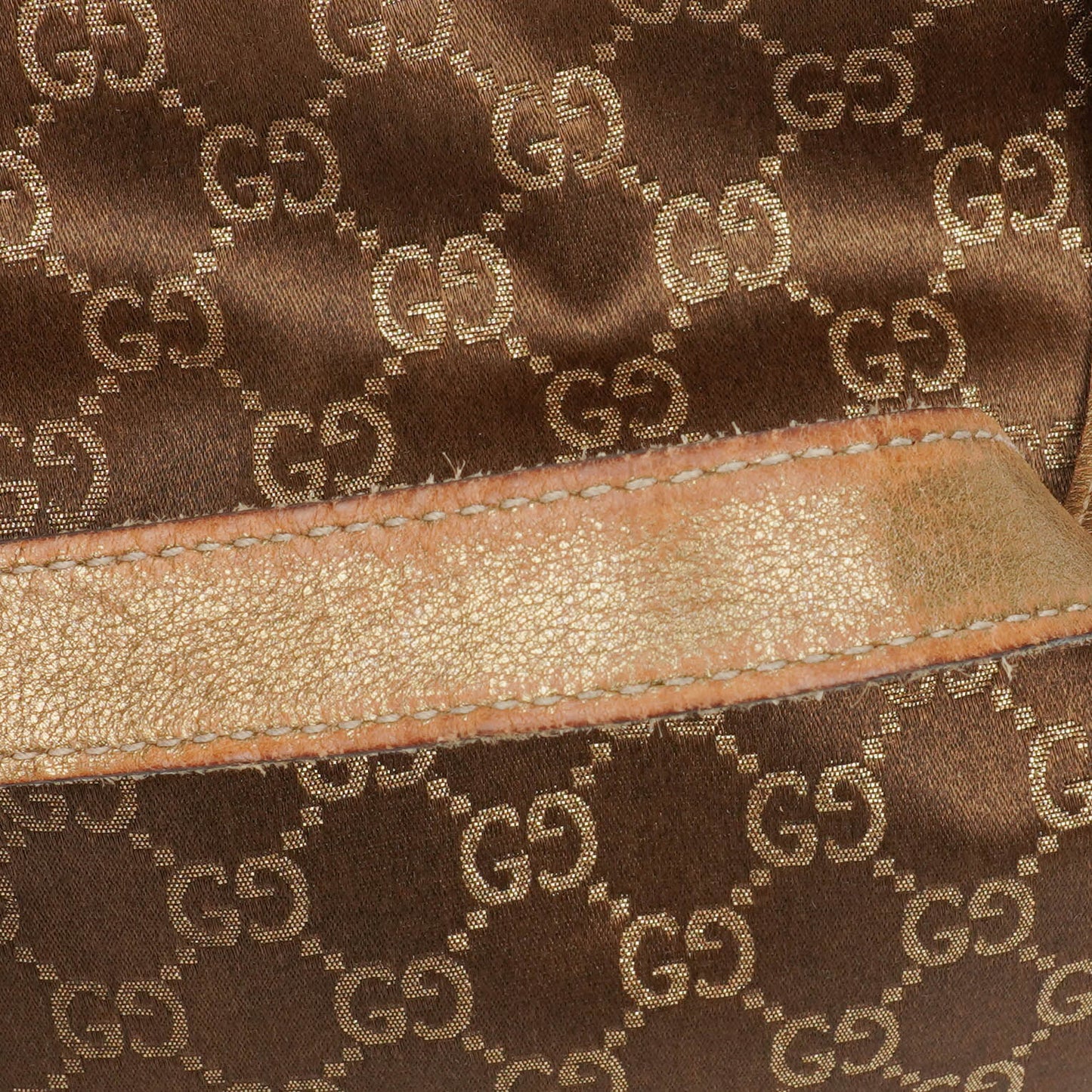 Gucci GG Canvas Satin Brown Abbey D-Ring Tote Bag