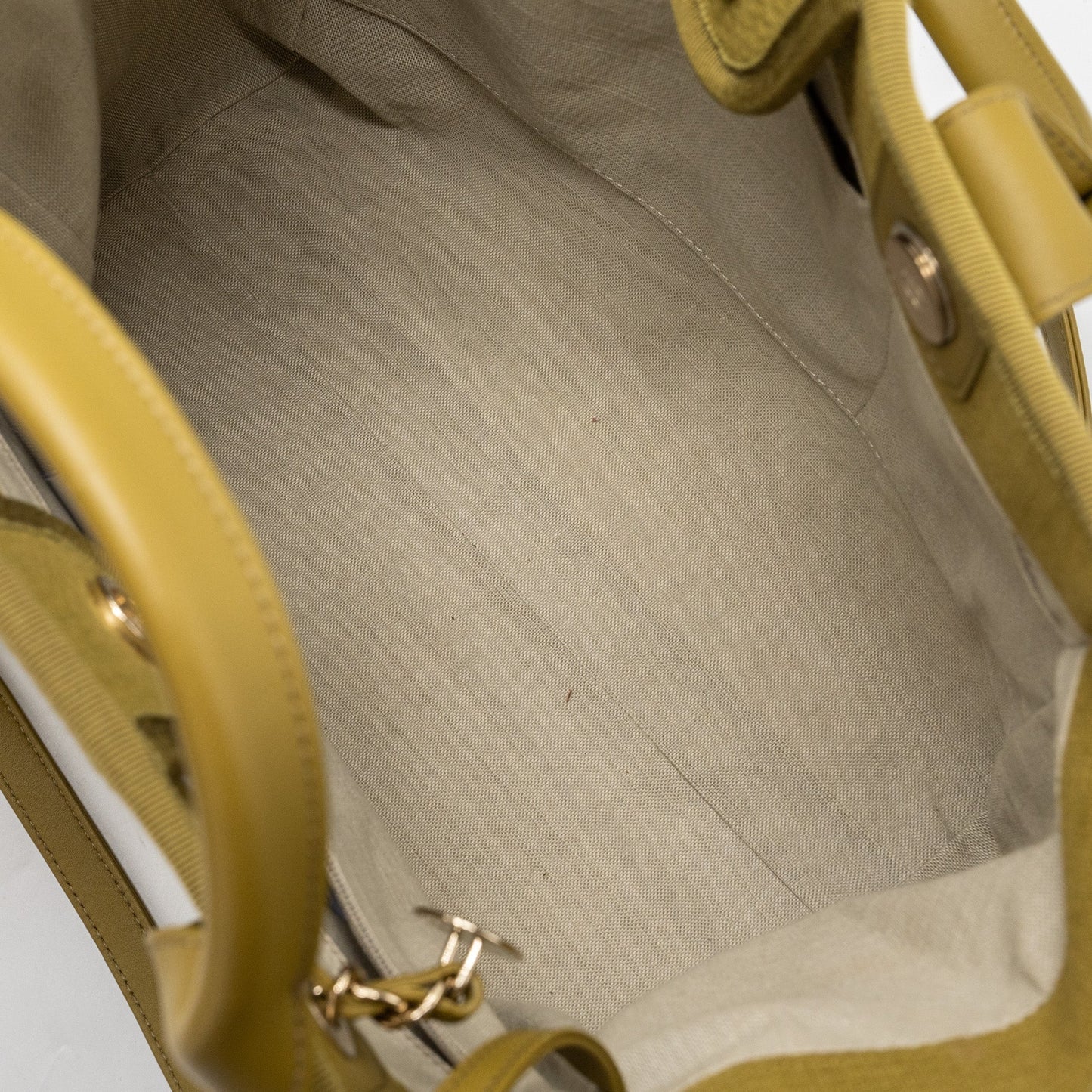 Chanel Deauville Tote Bag Canvas Olive Green L (microchip)