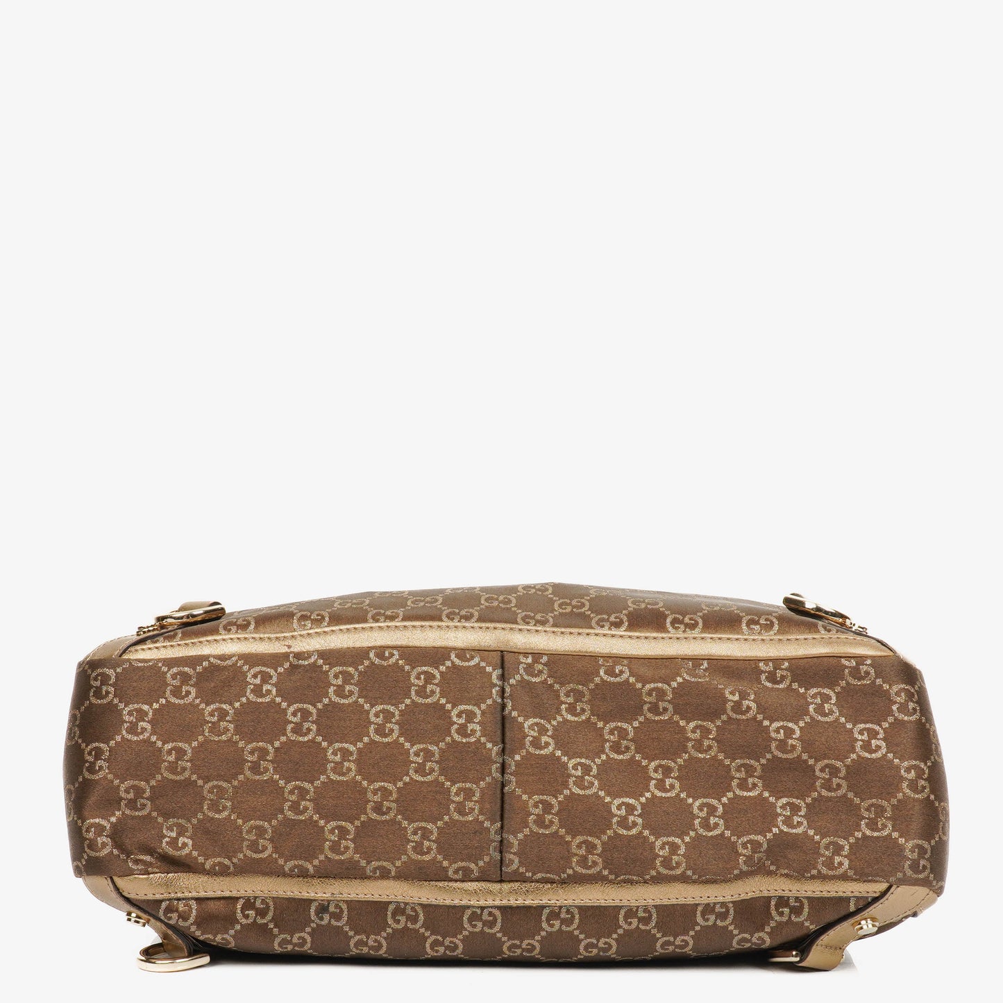 Gucci GG Canvas Satin Brown Abbey D-Ring Tote Bag