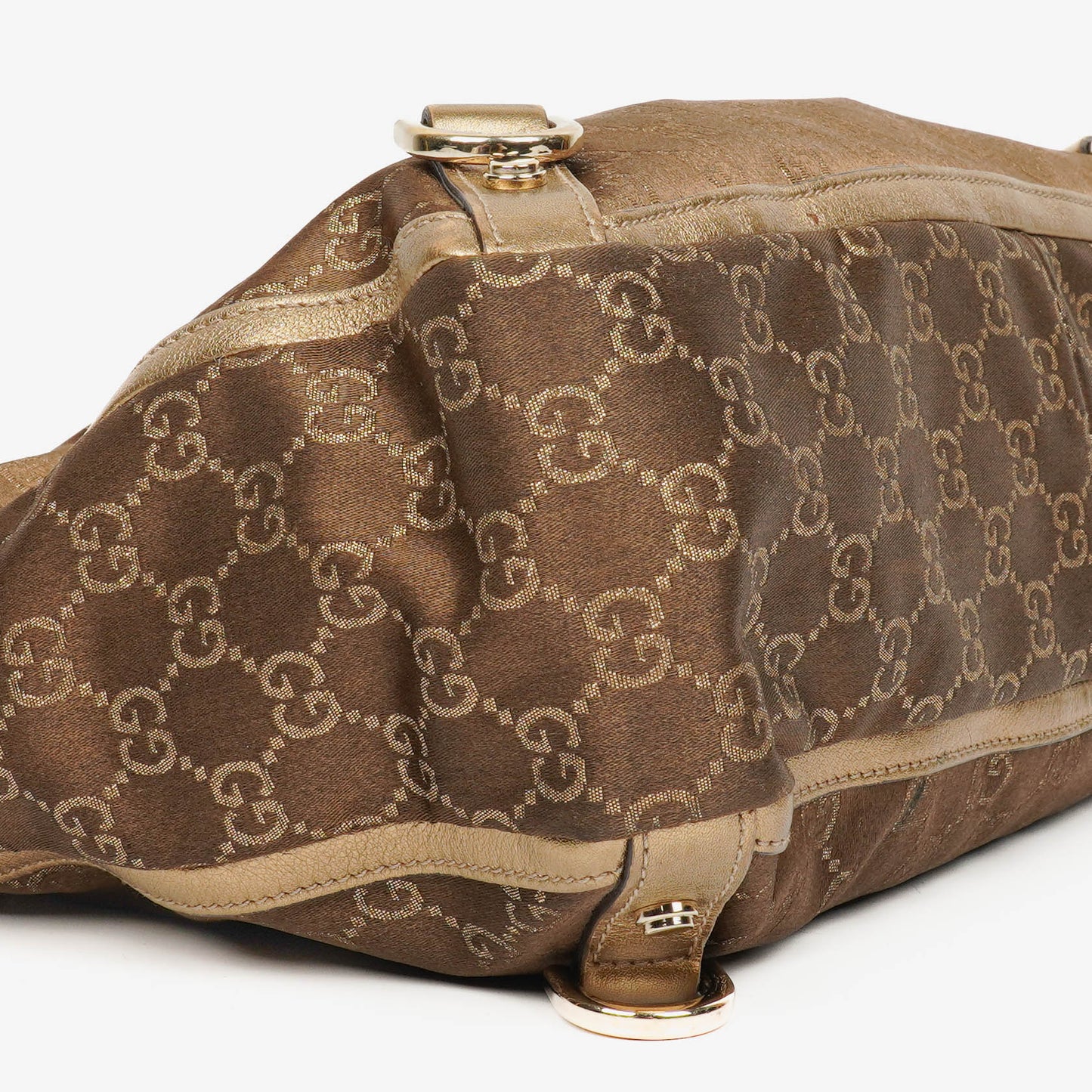 Gucci GG Canvas Satin Brown Abbey D-Ring Tote Bag