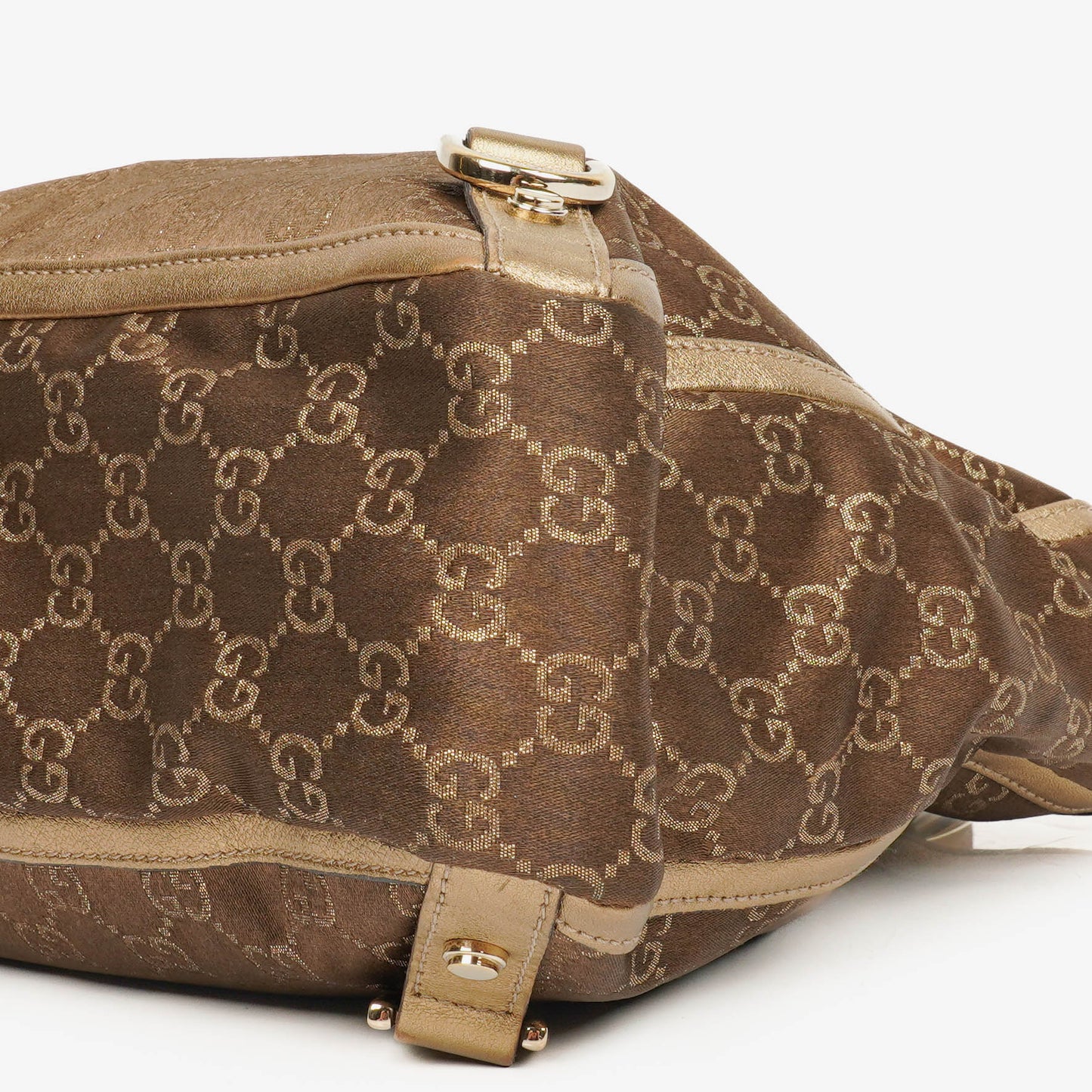 Gucci GG Canvas Satin Brown Abbey D-Ring Tote Bag