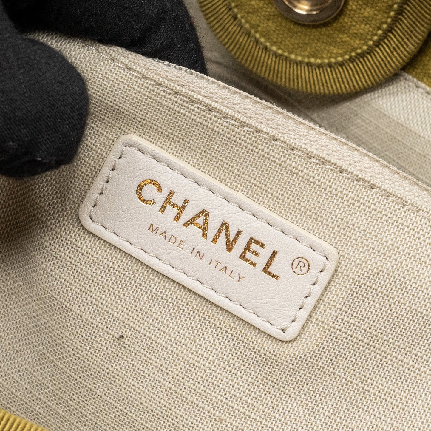Chanel Deauville Tote Bag Canvas Olive Green L (microchip)