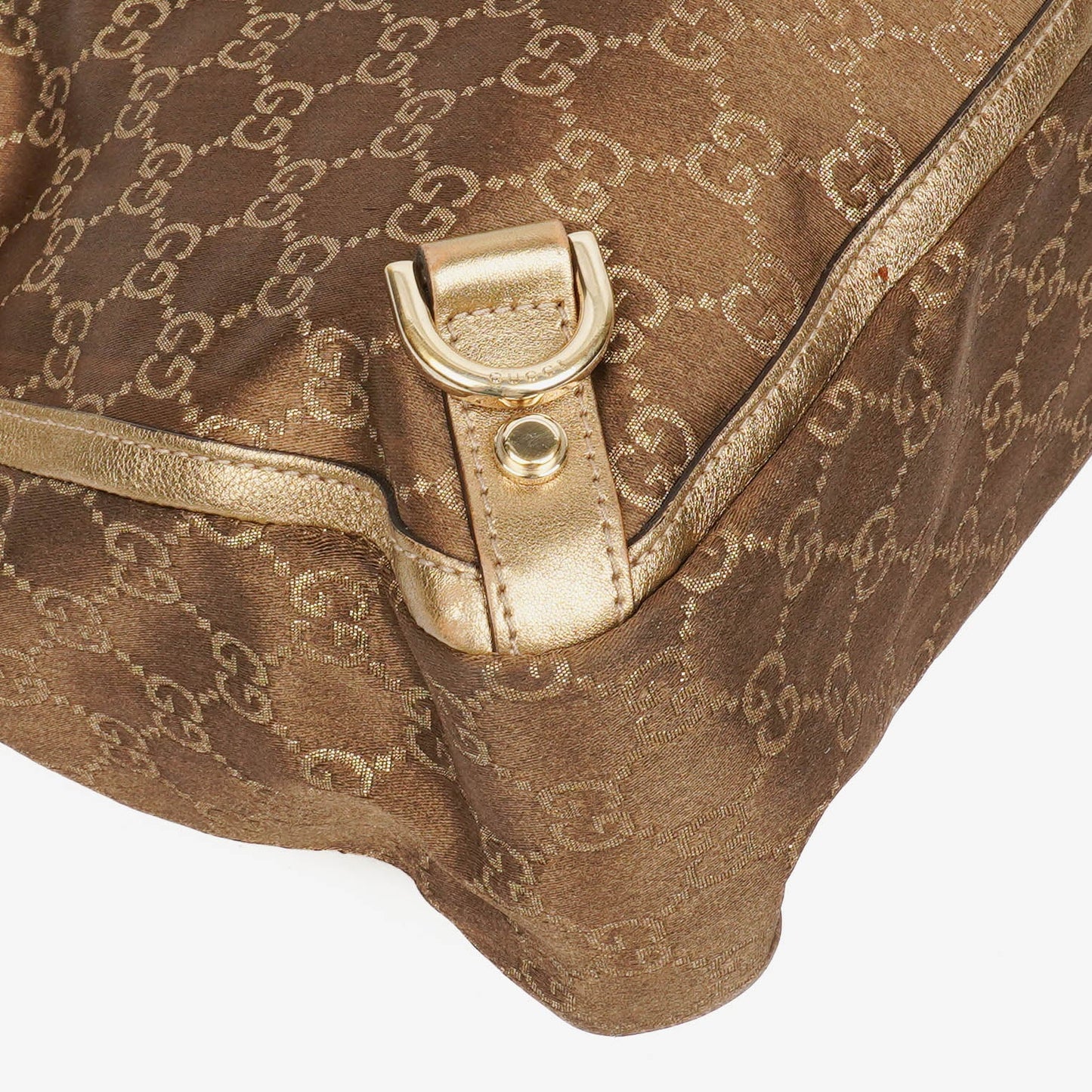 Gucci GG Canvas Satin Brown Abbey D-Ring Tote Bag