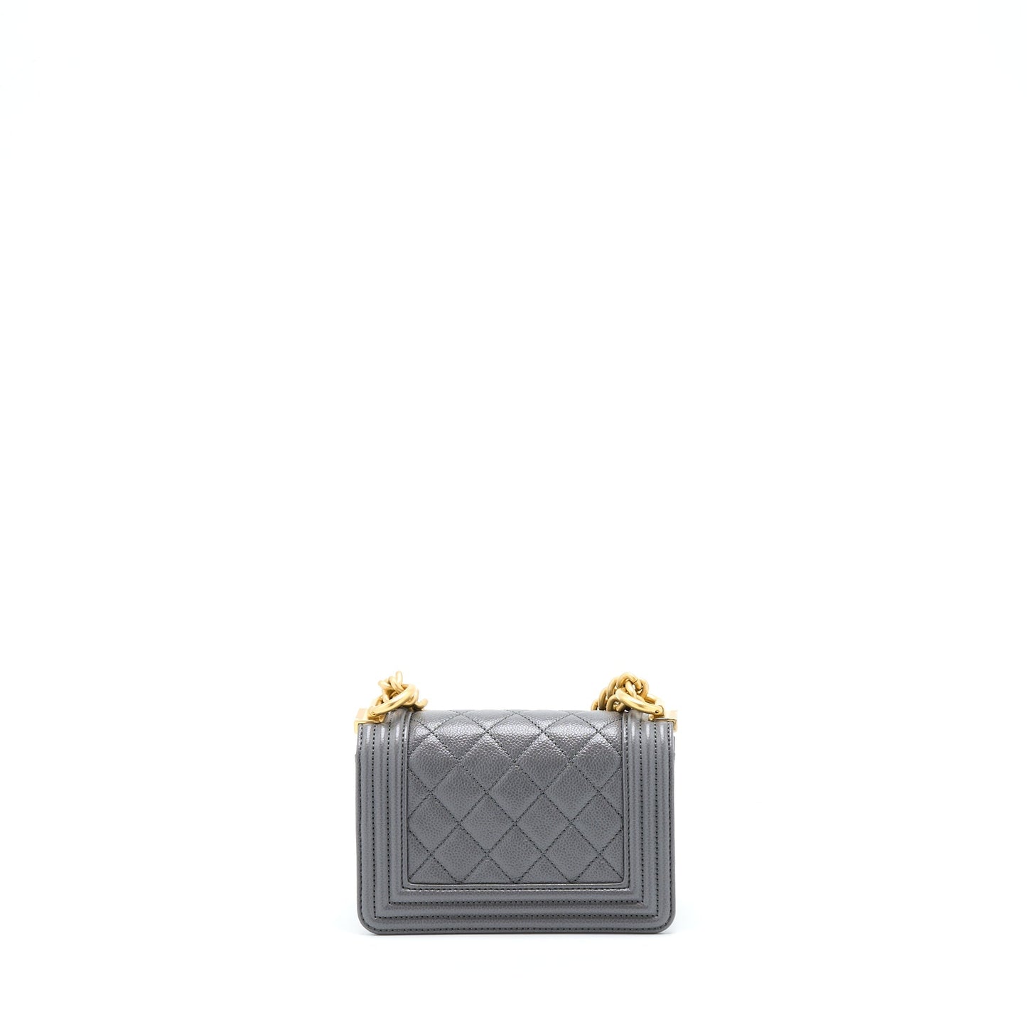 Chanel Mini Boy Bag Caviar Grey Brushed  (Microchip)