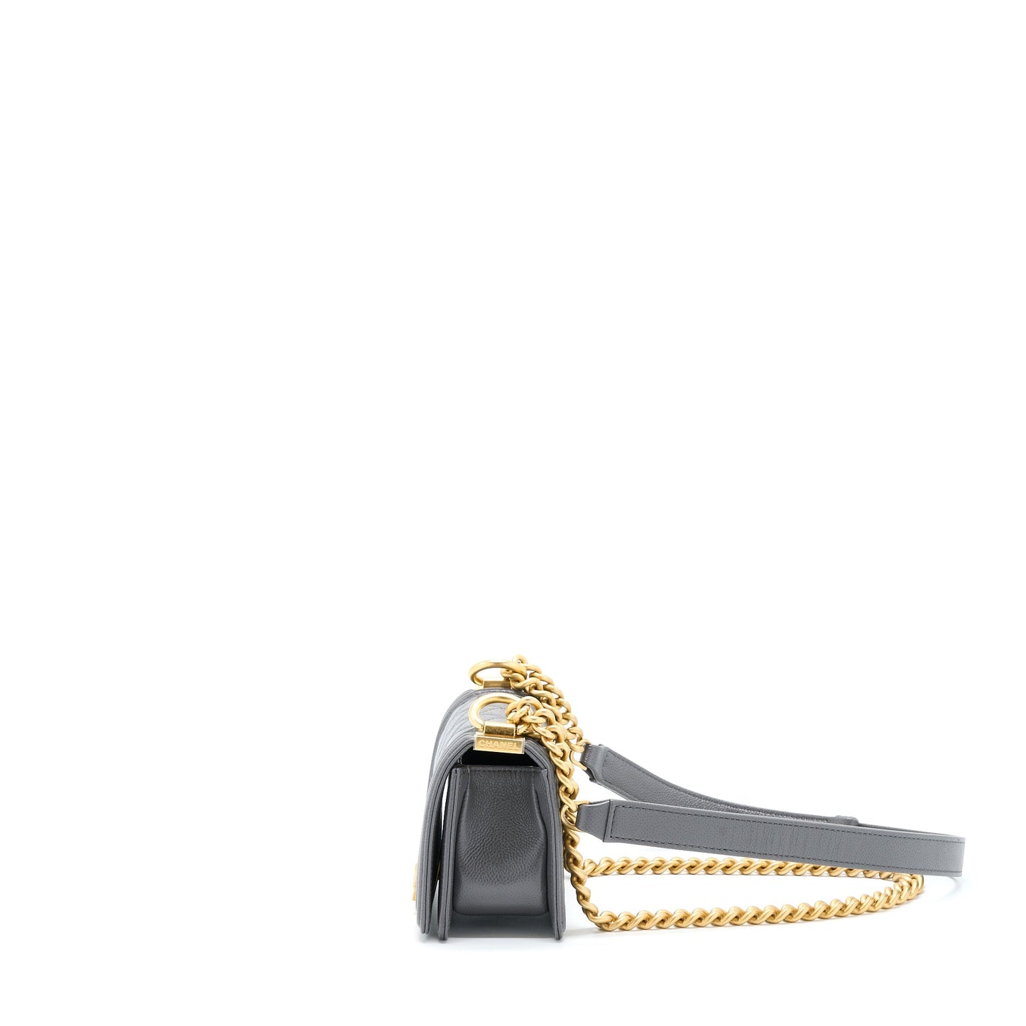 Chanel Mini Boy Bag Caviar Grey Brushed  (Microchip)